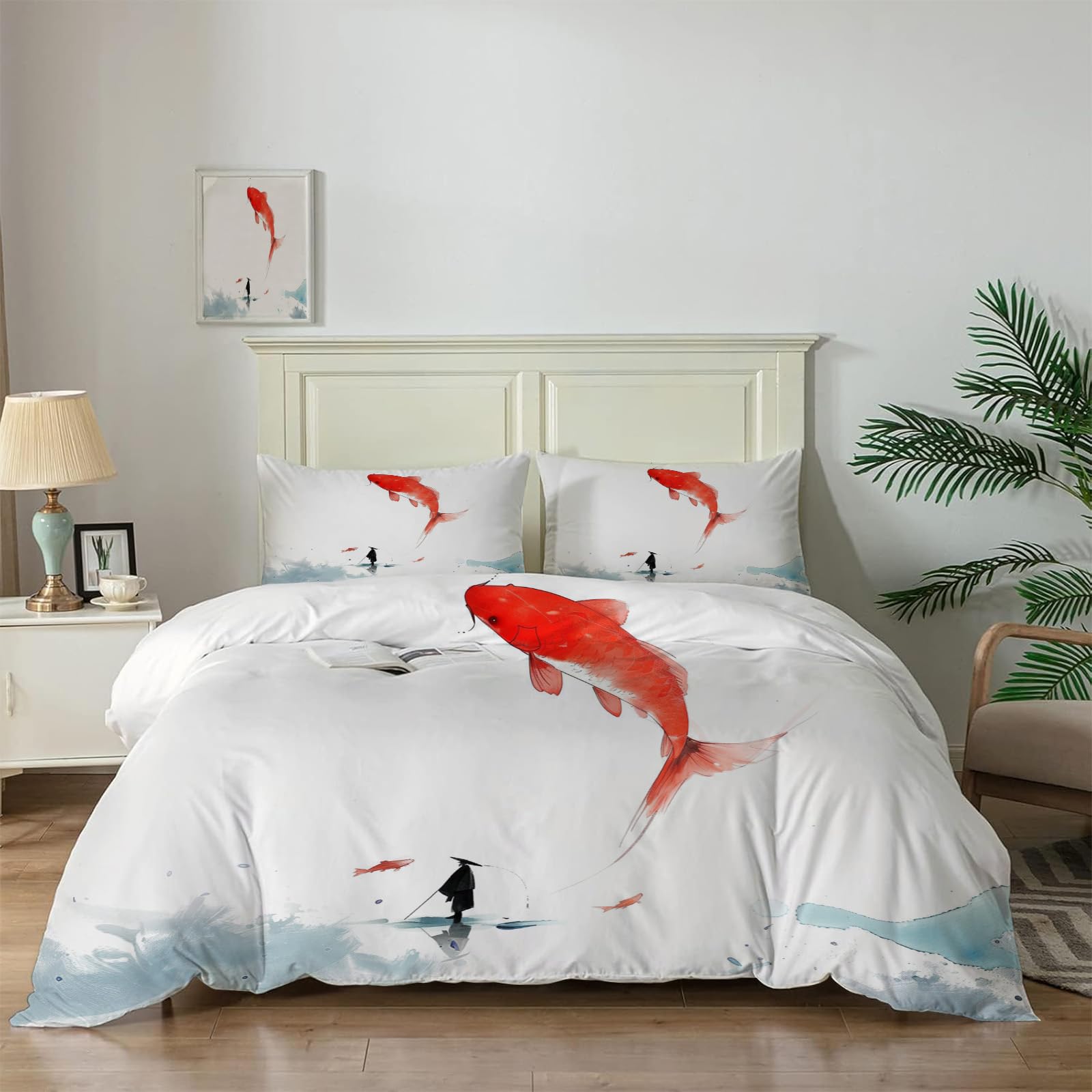 Linge de lit samouraï carpe 220x240 anti-plis et doux pour en finir avec le repassage