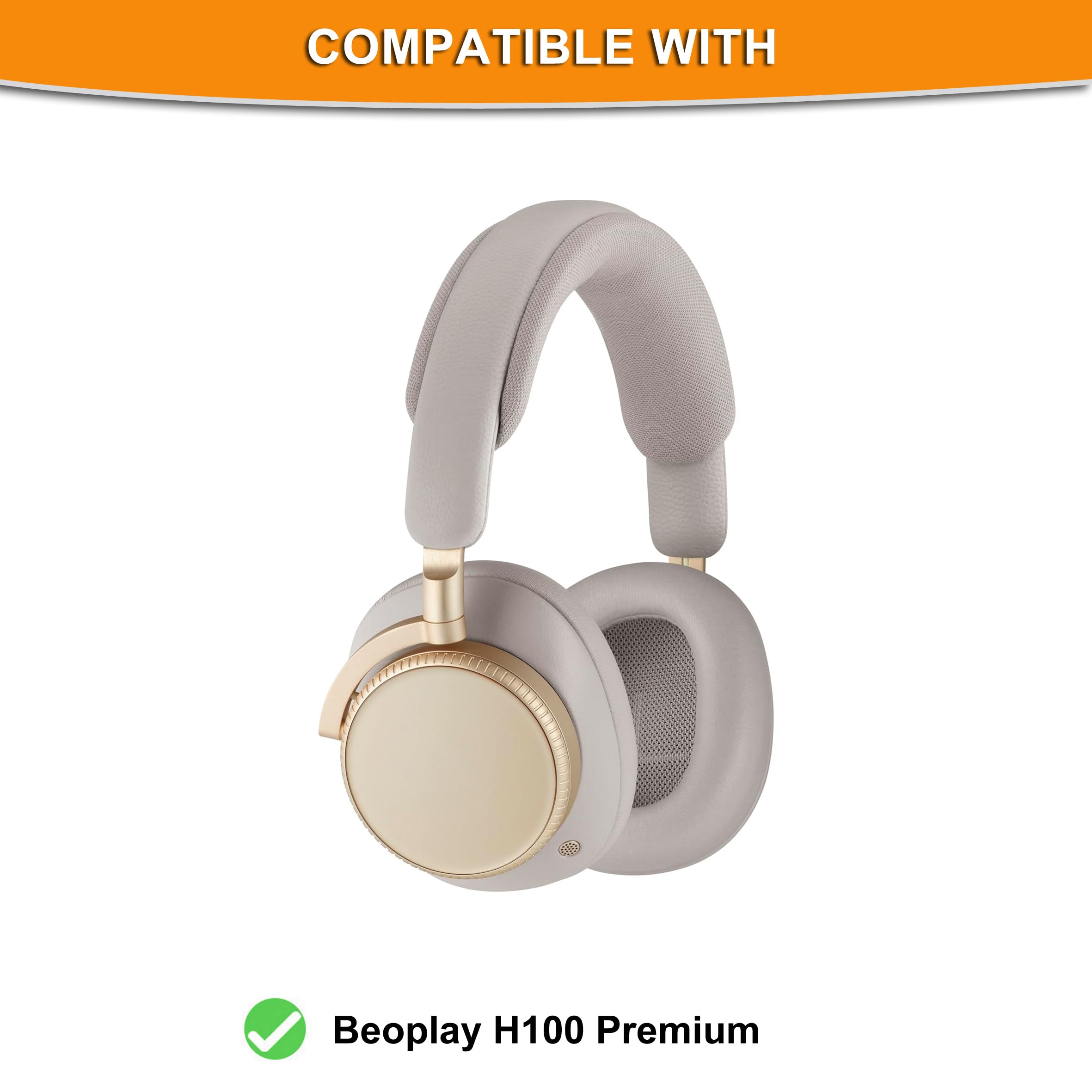 Defean Cuscinetti auricolari di ricambio in pelle di agnello, compatibili con cuffie over-ear Bang & Olufsen Beoplay H100 Premium Wireless Active Noise Cancelling (sabbia a clessidra)