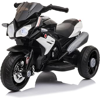 LALAHO Electric Motorcycle Kids Motorcycle 6V 7Ah for 3-6 Years Black