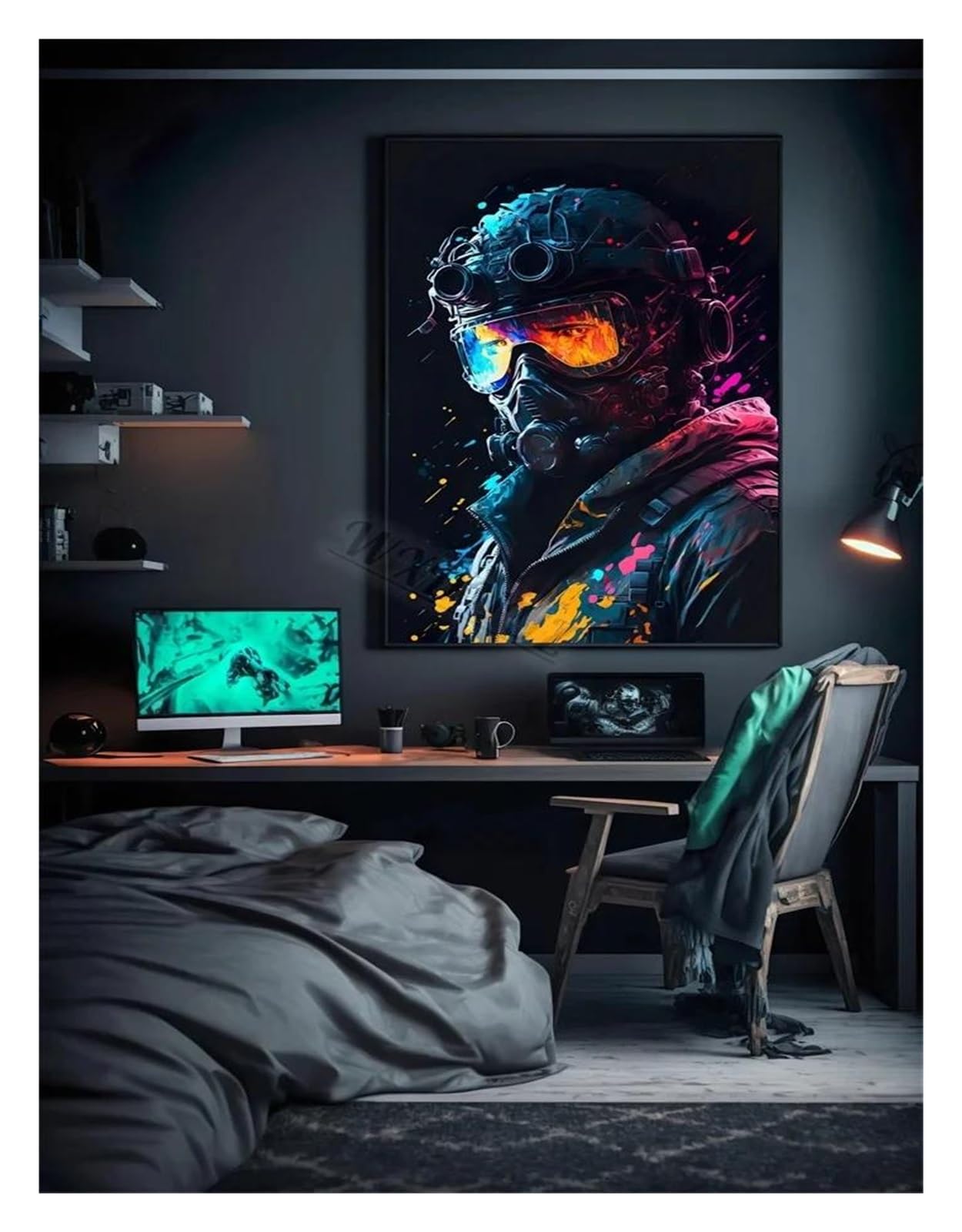 Tableau de singe avec manette affiche jeu vidéo salon toile 40x60