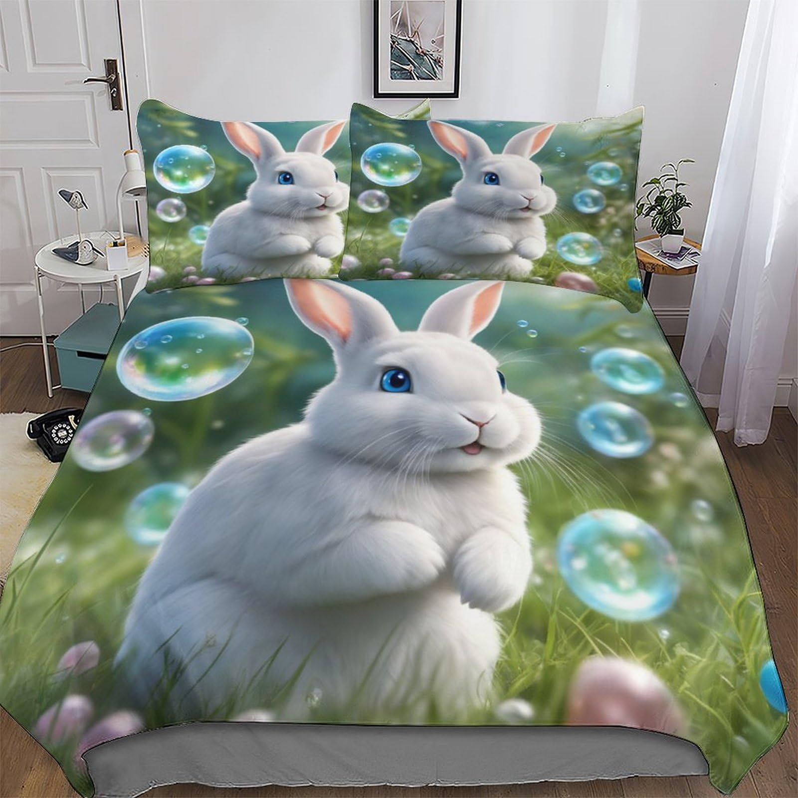 Housse de couette 3 pièces hypoallergénique en microfibre douce King Size