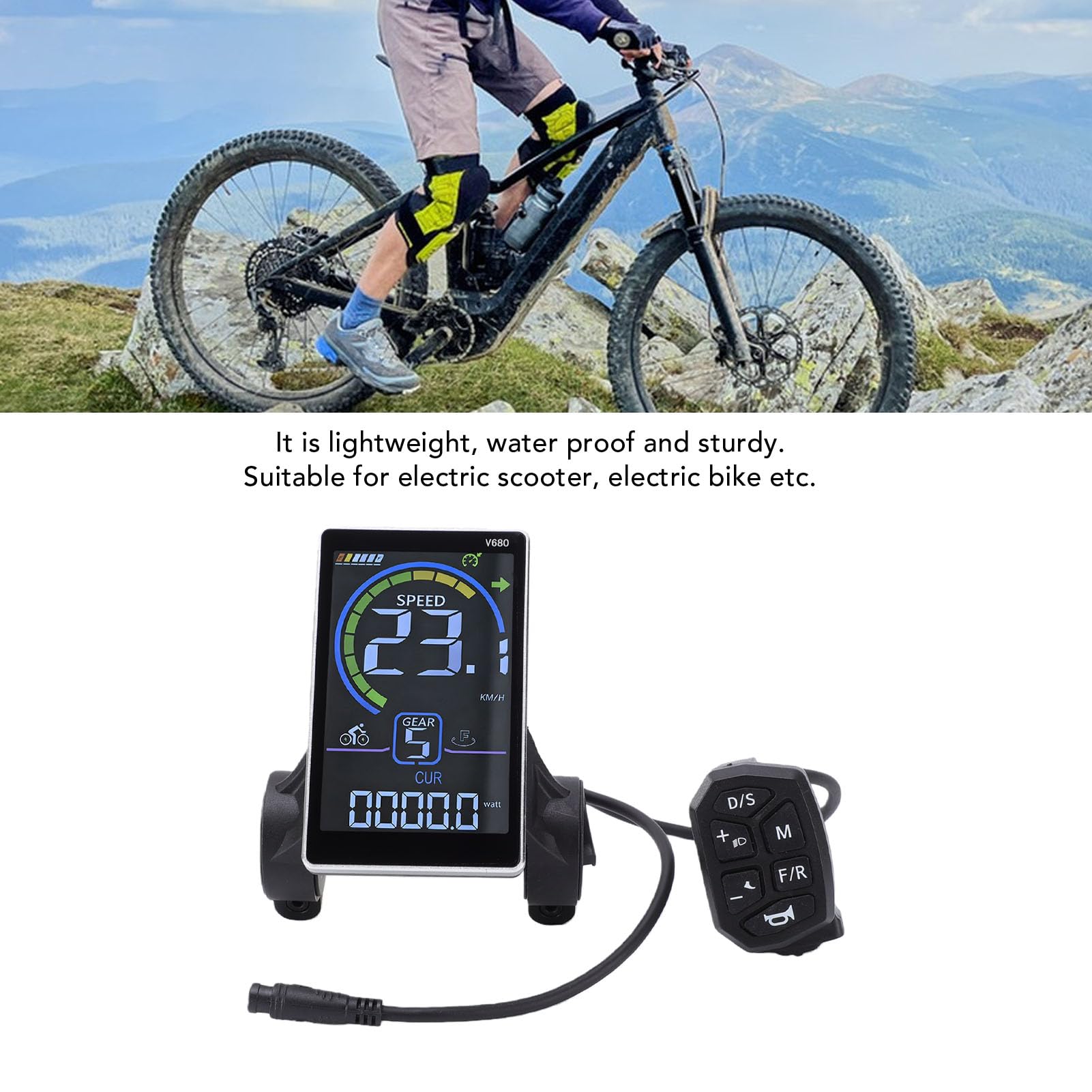Elektrofahrrad-LCD-Display für Roller, Panel mit 6-poligem Anschluss, Kompatibel mit UART-Protokoll, 31,8 Mm oder 22,2 Mm Montageöffnung