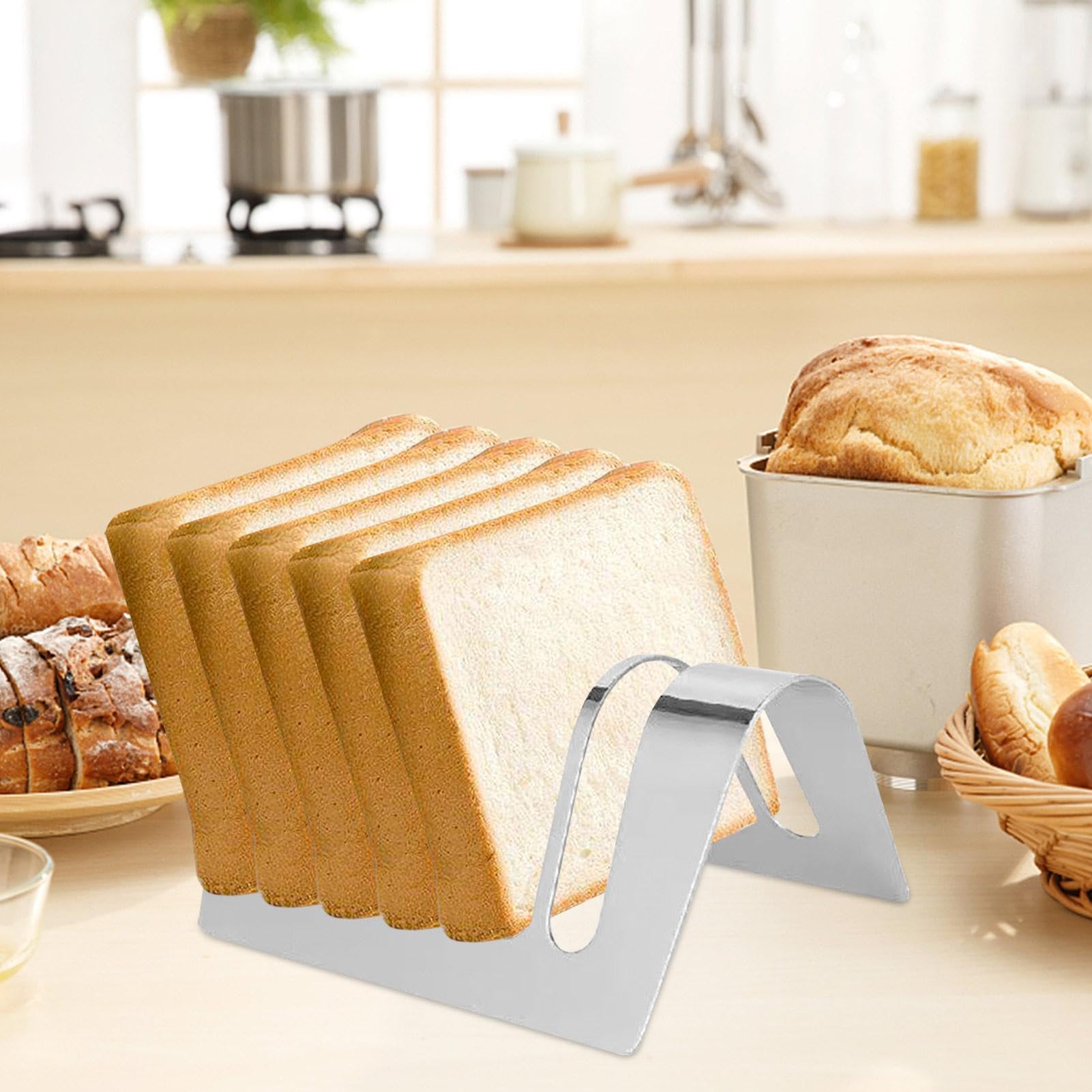 Portapane In Acciaio Inossidabile Per Toast - Organizzatore Con 4 O 6 Slot, Antiaderente