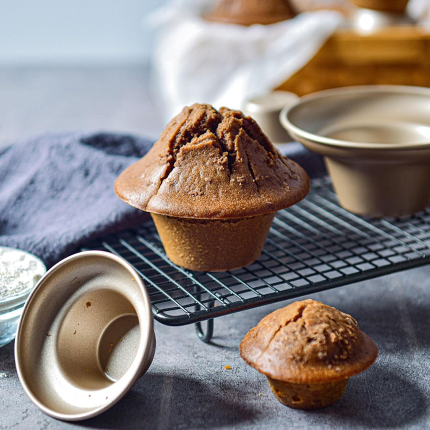 bakeware sets 6Pcs Creative Cake Pans for Kitchen Baking Convenient Gold Mushroom Baking Molds for Cakes, Brownies, and Snacks