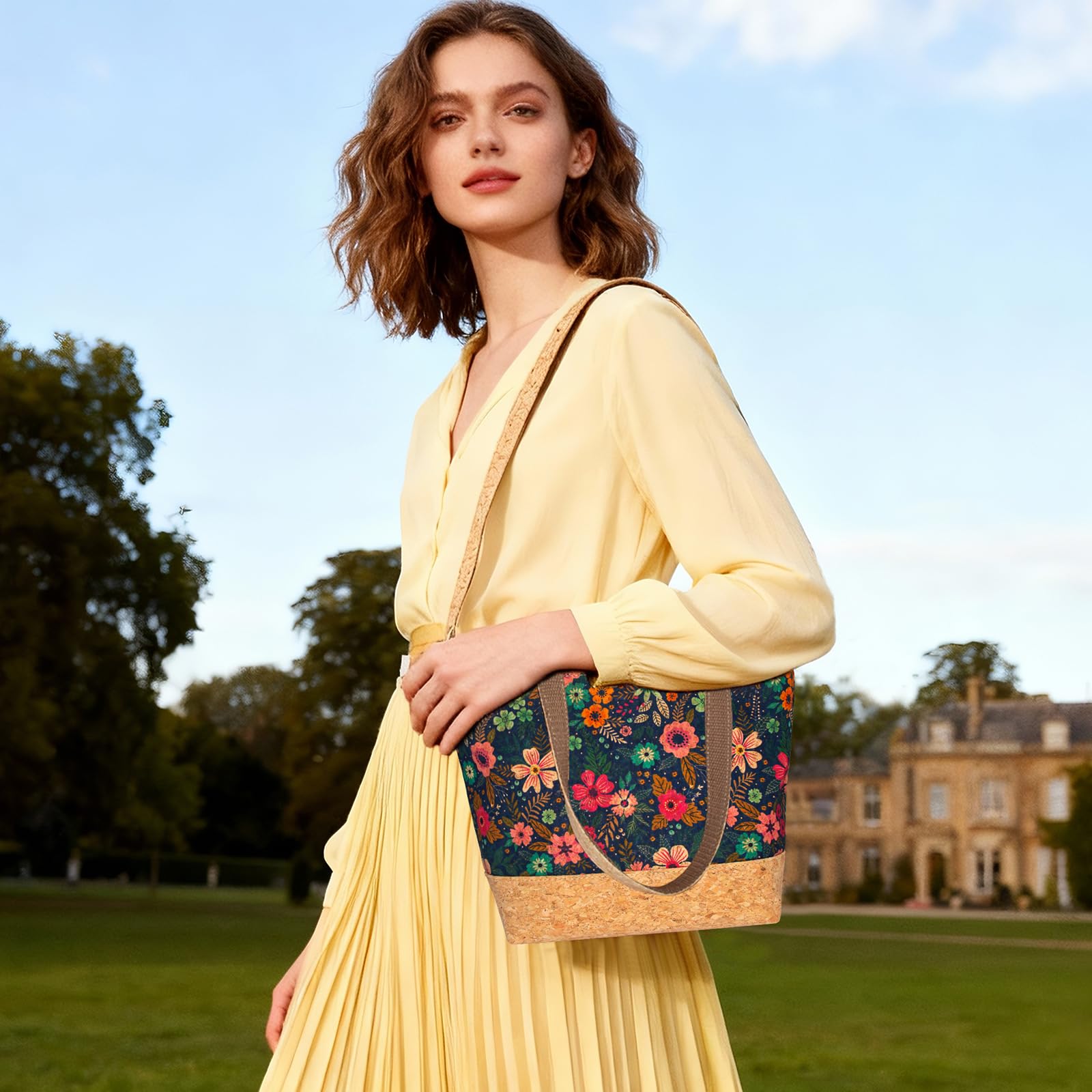 boshiho Bolso bandolera de corcho Crossbody Piel Vegana Sostenible Mujer Bolso de mano Monedero de Corcho Accesorios de Viaje Billetera de Viaje