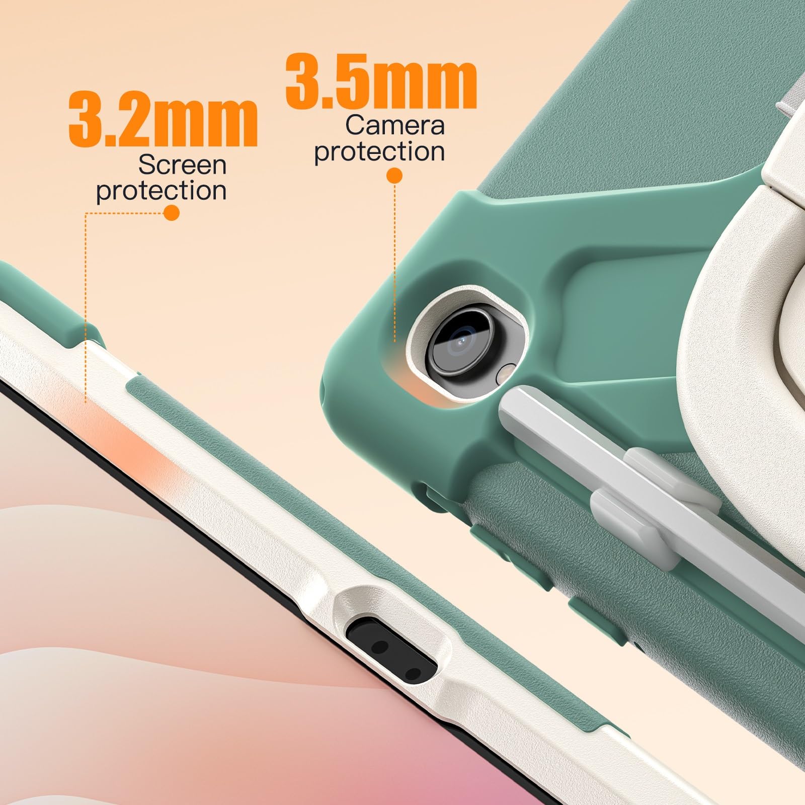 Etui do Samsung Galaxy Tab S11 5G 11-calowy model 2025 (SM-X730/X736B), odporne na wstrząsy, solidne etui z obrotową podpórką 360°, pasek rękę/ramię Wytrzymałe tablet(Dark green)