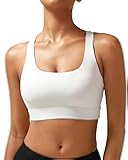 High Impact Sports Bras for Women - Scoop Neck Strappy Sports Bra High Support Moulded Cup Workout Bra