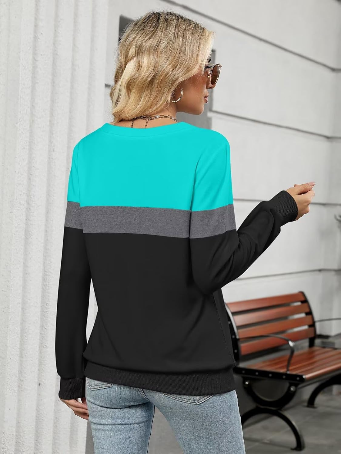 EADINVE Womens Casual Long Sleeve V Neck Sweatshirts Cute Loose Fit Lightweight Pullover Fall Clothes Tunic Tops - Image 6