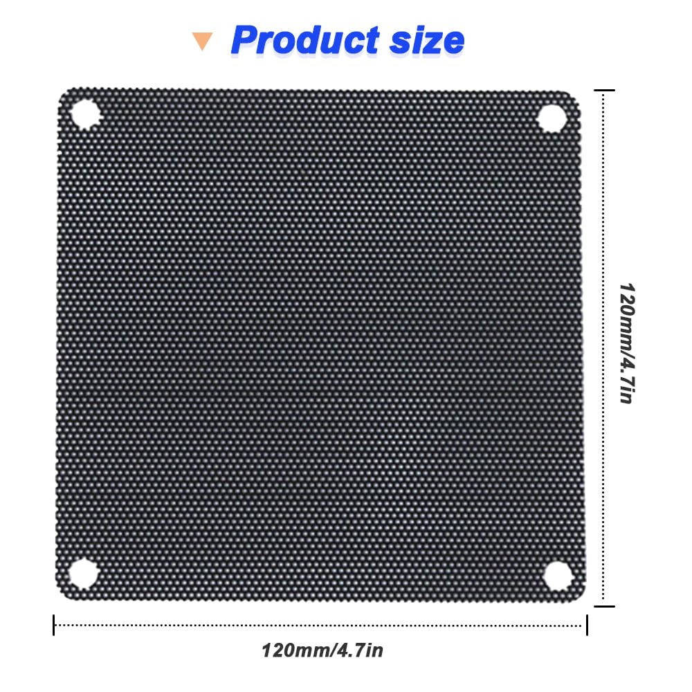 Xiatiaosann Filtro antipolvere per ventola da 120 mm x 120 mm, copertura antipolvere per custodia antipolvere per PC in PVC nero da 120 mm, copertura per custodia antipolvere (10 pezzi)