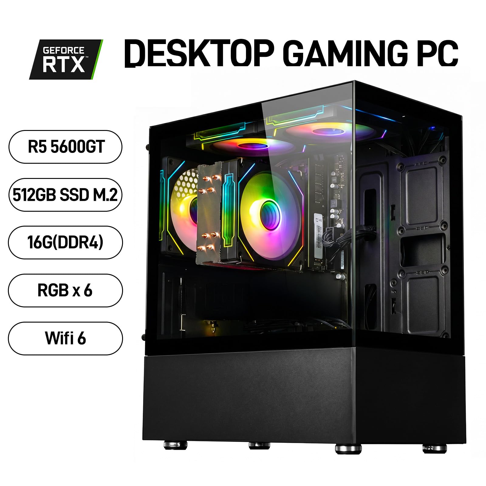 Amazon.com: LXZ Gaming PC Desktop Ryzen 5 5600GT 6 core 3.6GHz