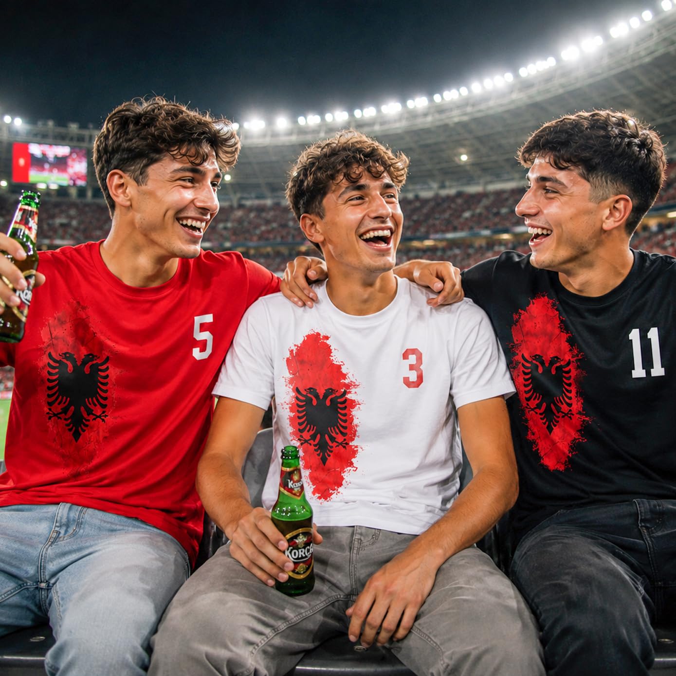 Albania 2026 T-Shirt in Cotone Grafico Personalizzato per Bambini Tifosi di Calcio, Nome e Numero Personalizzati Maglia da Supporter a Maniche Corte