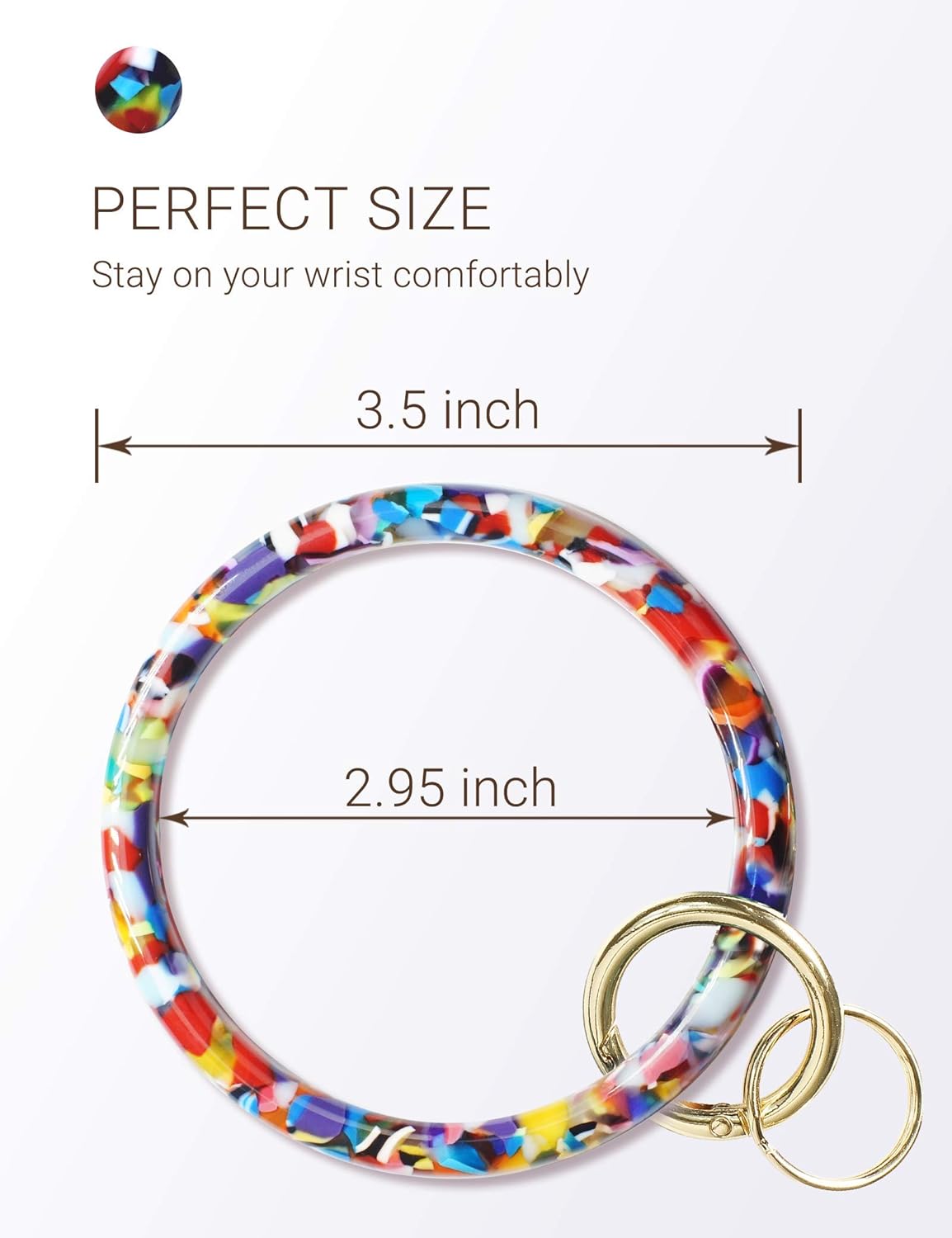 Heesch Bangle Key Ring Bracelet Keychain Key Ring Bracelet for Women, Acetate Circle Keyring for Wrist - Image 2