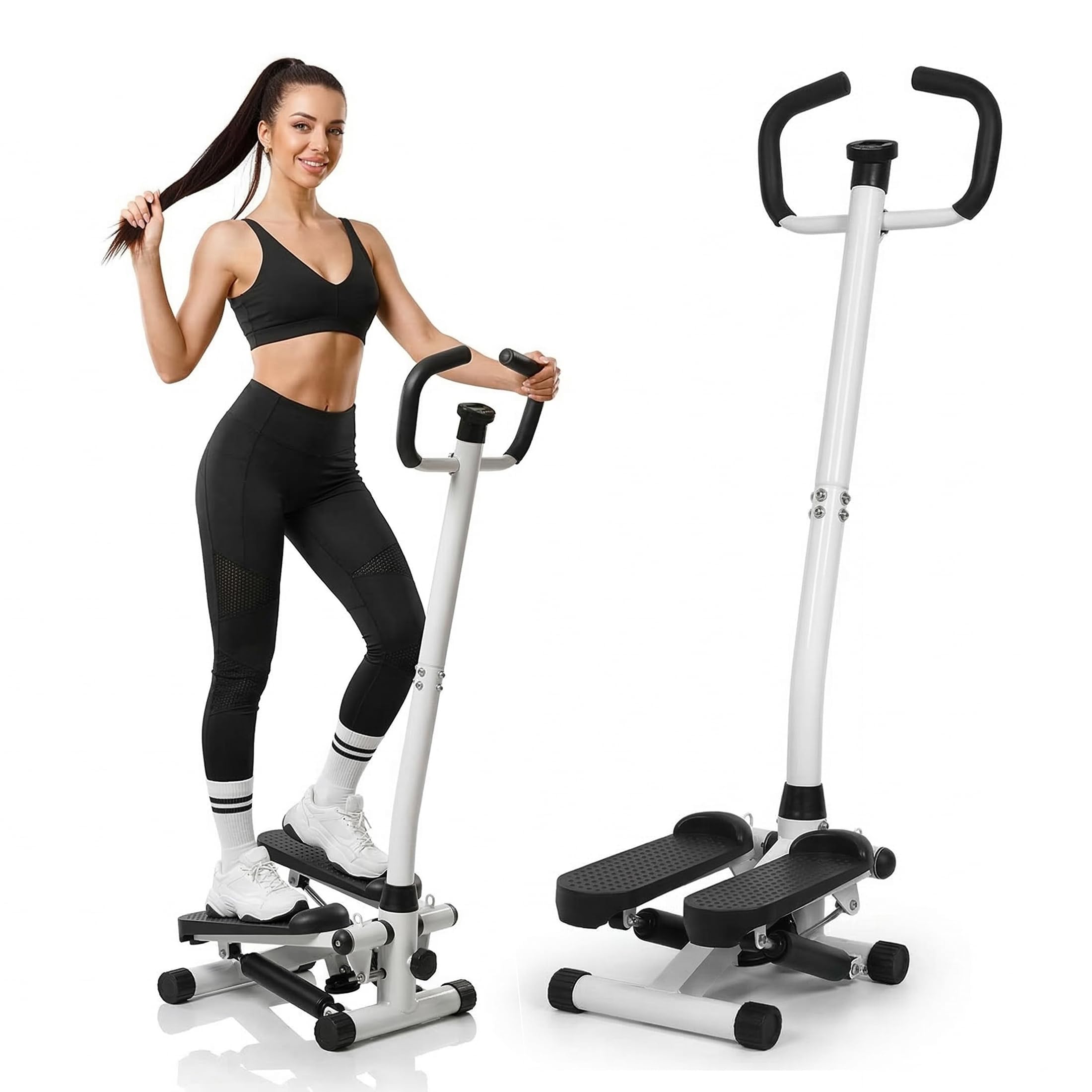 MYHEART Premium Stepper Machine with Handlebar & Resistance Bands | Heavy-Duty Hydraulic Stair Climber for Home Gym | Full-Body Cardio Fitness Equipment with Smart LCD Monitor-image-2