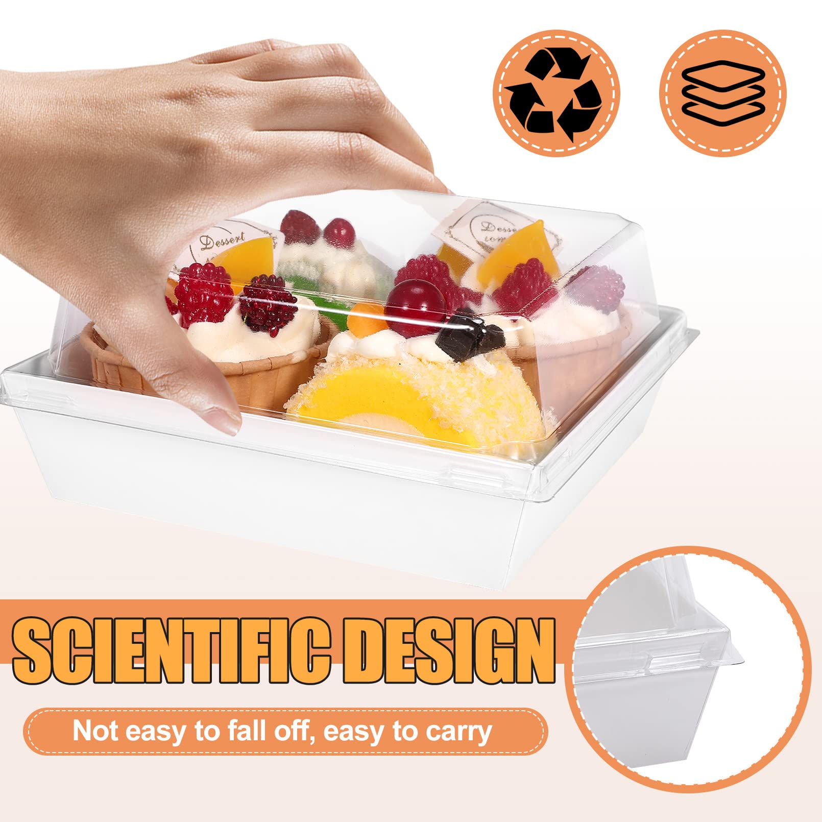 Scatole di carta per salumi con coperchi trasparenti, confezione da 50 contenitori quadrati usa e getta, scatole di carta per torte, dessert, scatole da forno da 12,7 cm, scatole usa e getta