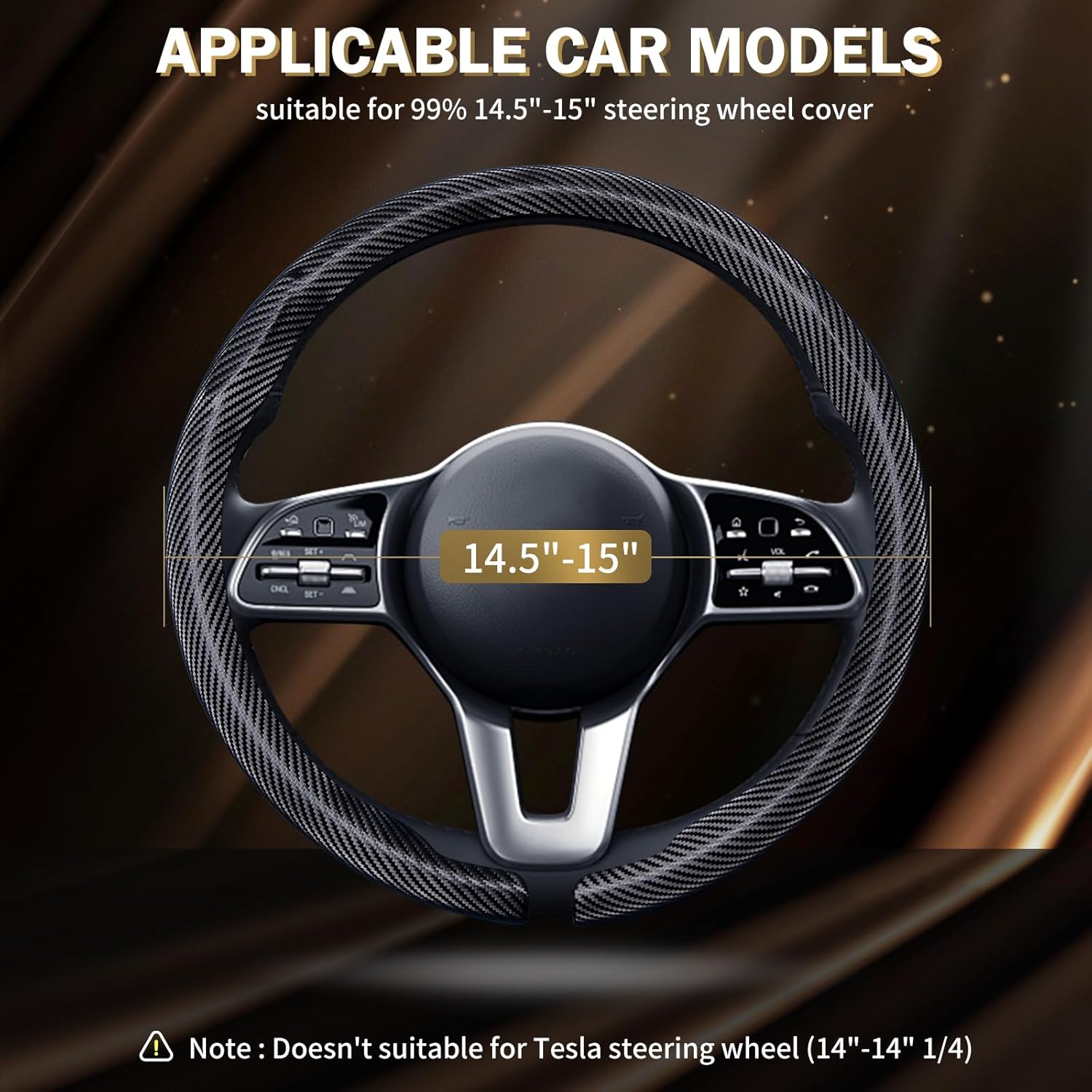 Aimato Car Steering Wheel Cover Carbon Fiber, Ultra-Thin Car Steering Wheel Cover,Comfortable & Breathable Microfiber,Universal Fit for Most Cars, Matte Black - Image 6