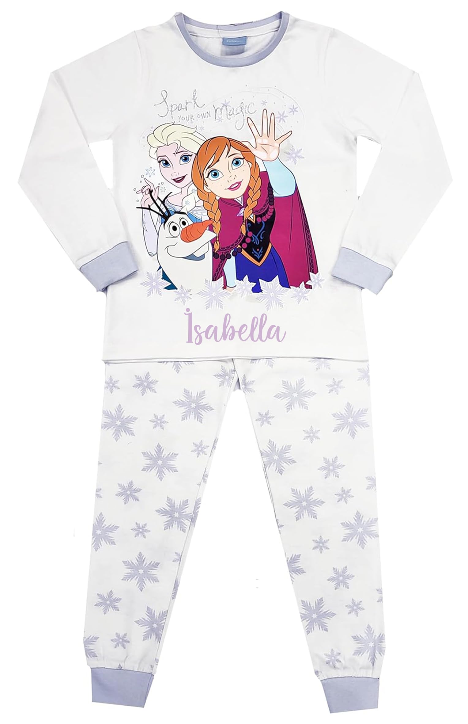Disney Girls Frozen Pyjamas Elsa Anna Olaf Nightwear (Personalised - Frozen, 18-24 Months)