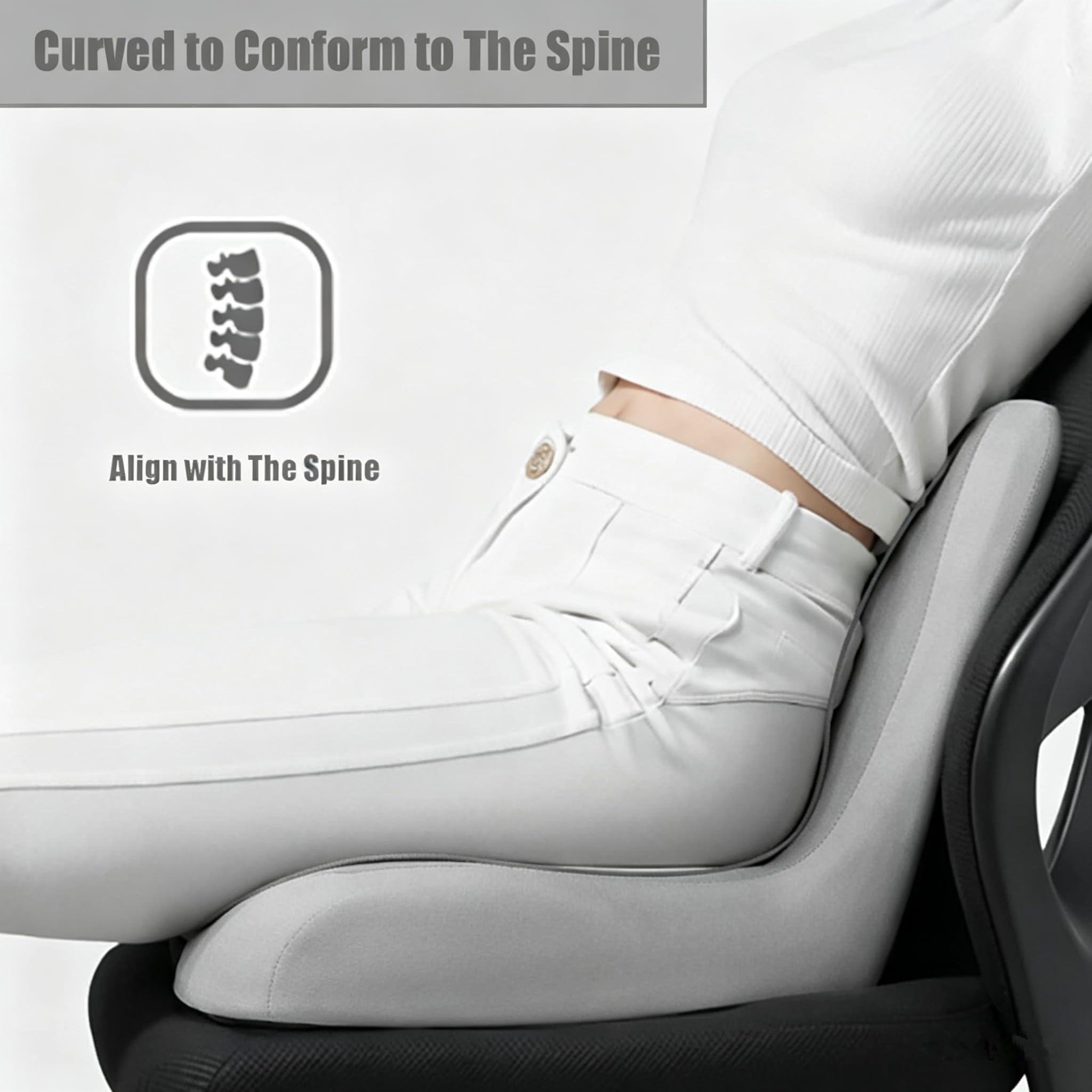 Cojín ortopédico con Respaldo,Cojín ergonómico Grande de Espuma viscoelástica,Cómodo cojín de coxis para el hogar,Auto,Silla de Ruedas y sillas de Oficina