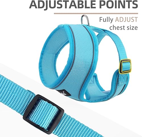 Miniatura 92 de Pupteck - Arnés para perro, chaleco de malla suave con relleno cómodo para cachorros, perros y gatos, evita los tirones, color negro y blanco