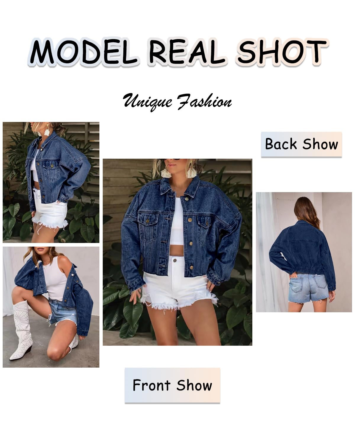 Necooer Giacca da donna oversize Boyfriend incrociata in denim, leggera ed elasticizzata
