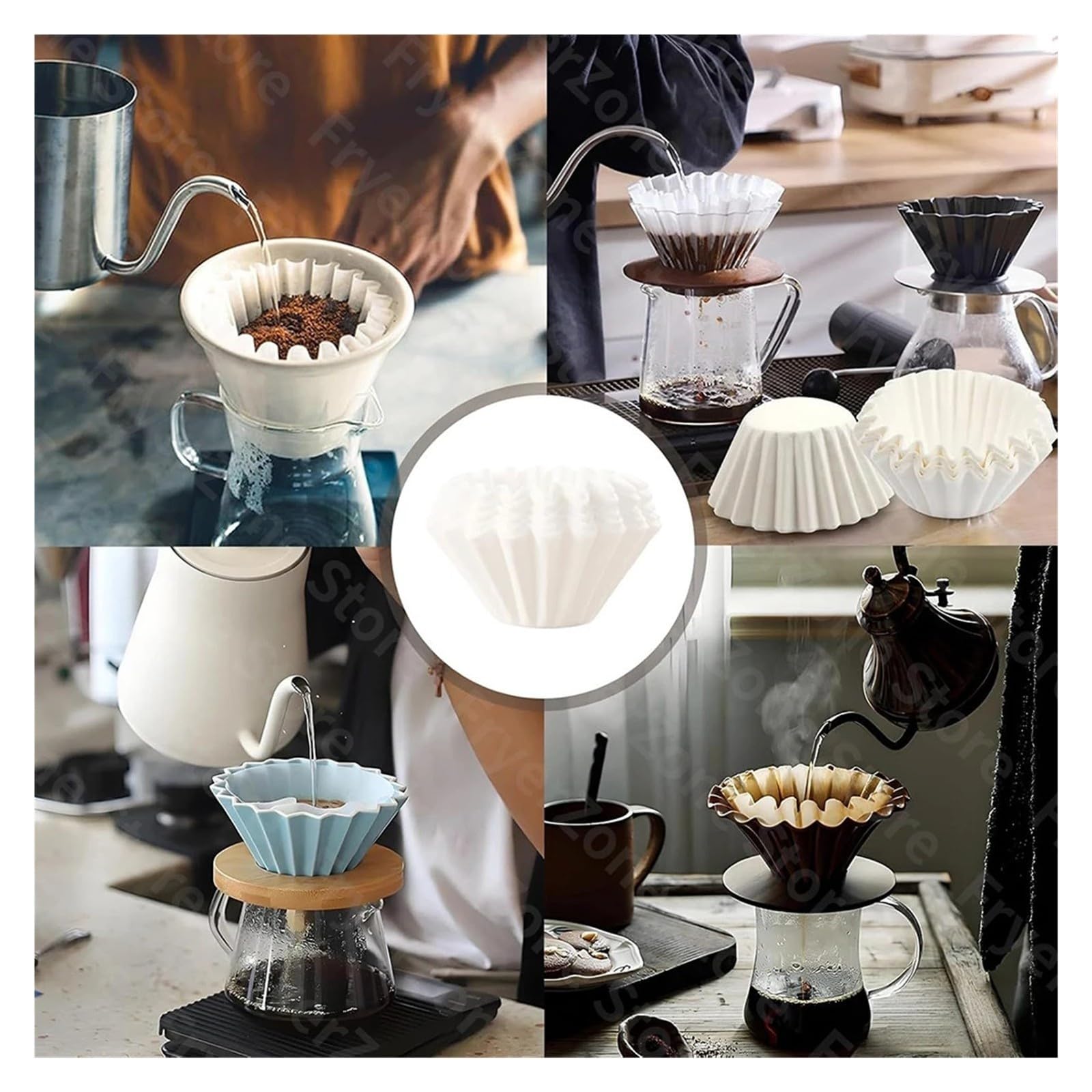 Filtros De Café Pequeños For 1-2 Tazas, Papel De Filtro De Café De Cesta Desechable, Compatible Con Kalita, Wave Dripper Serie 155(100pcs)