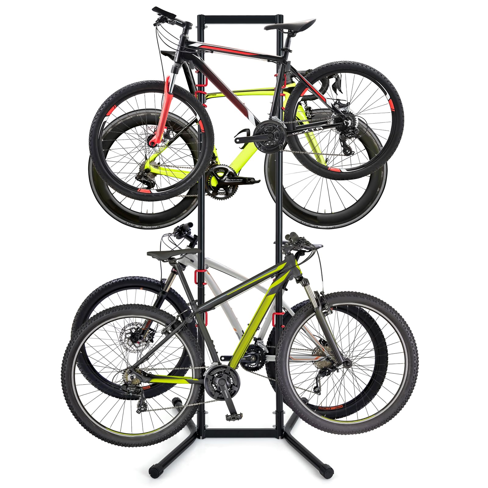 COSTWAY Portabici Verticale a 4 Posti, con 8 Ganci Regolabili e Rimovibili