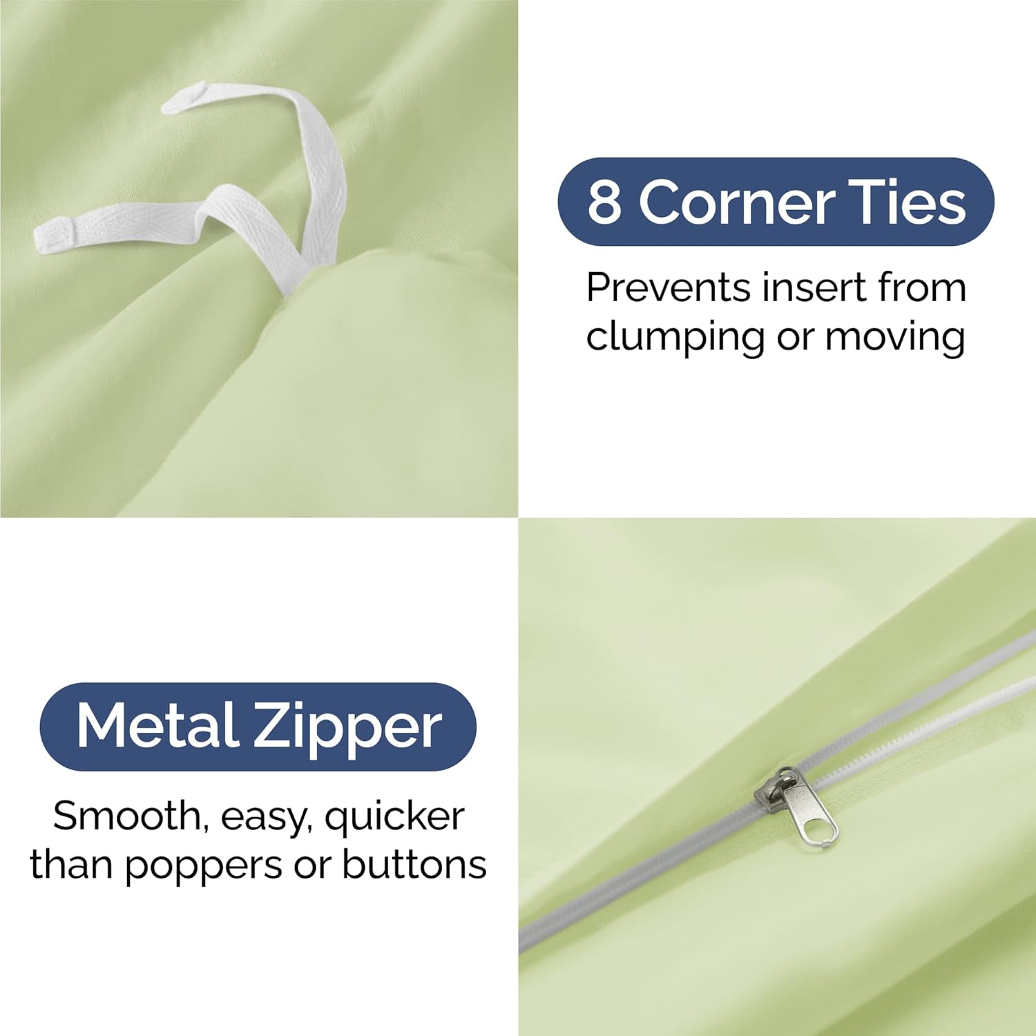 4pc Light Sage Green Sheet Set with Duvet (King Size) Bundle - Bed Set Includes Fitted Sheet, Flat Sheet, Duvet Cover and Pillow Cases/Shams - Hotel Luxury Bedding Set - Breathable & Cooling Duvet Set