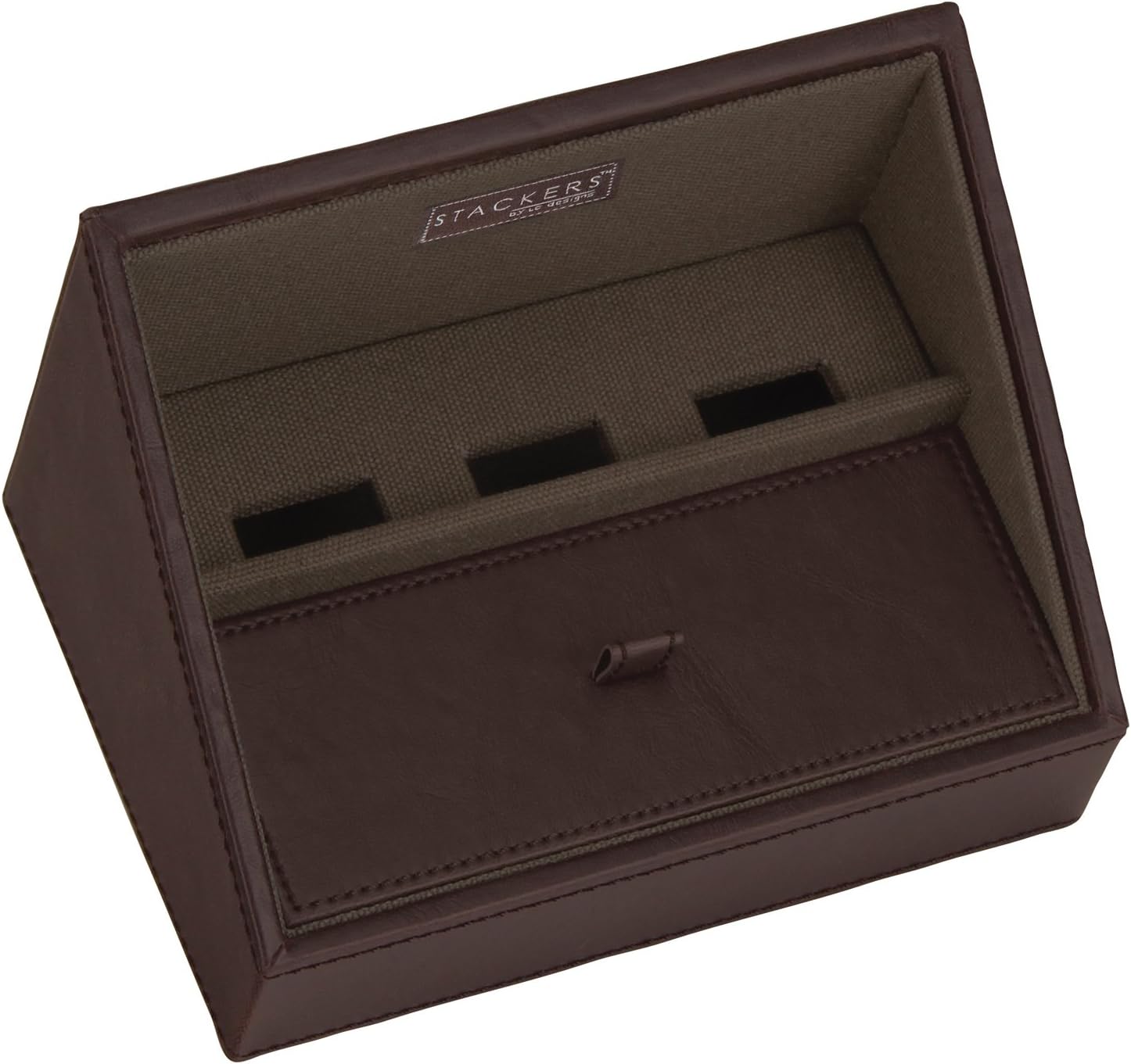 Stackers Mens Brown Watch & Cufflink Box Mini Set of 3 Stackers Mens Brown Watch & Cufflink Box Mini Set of 3