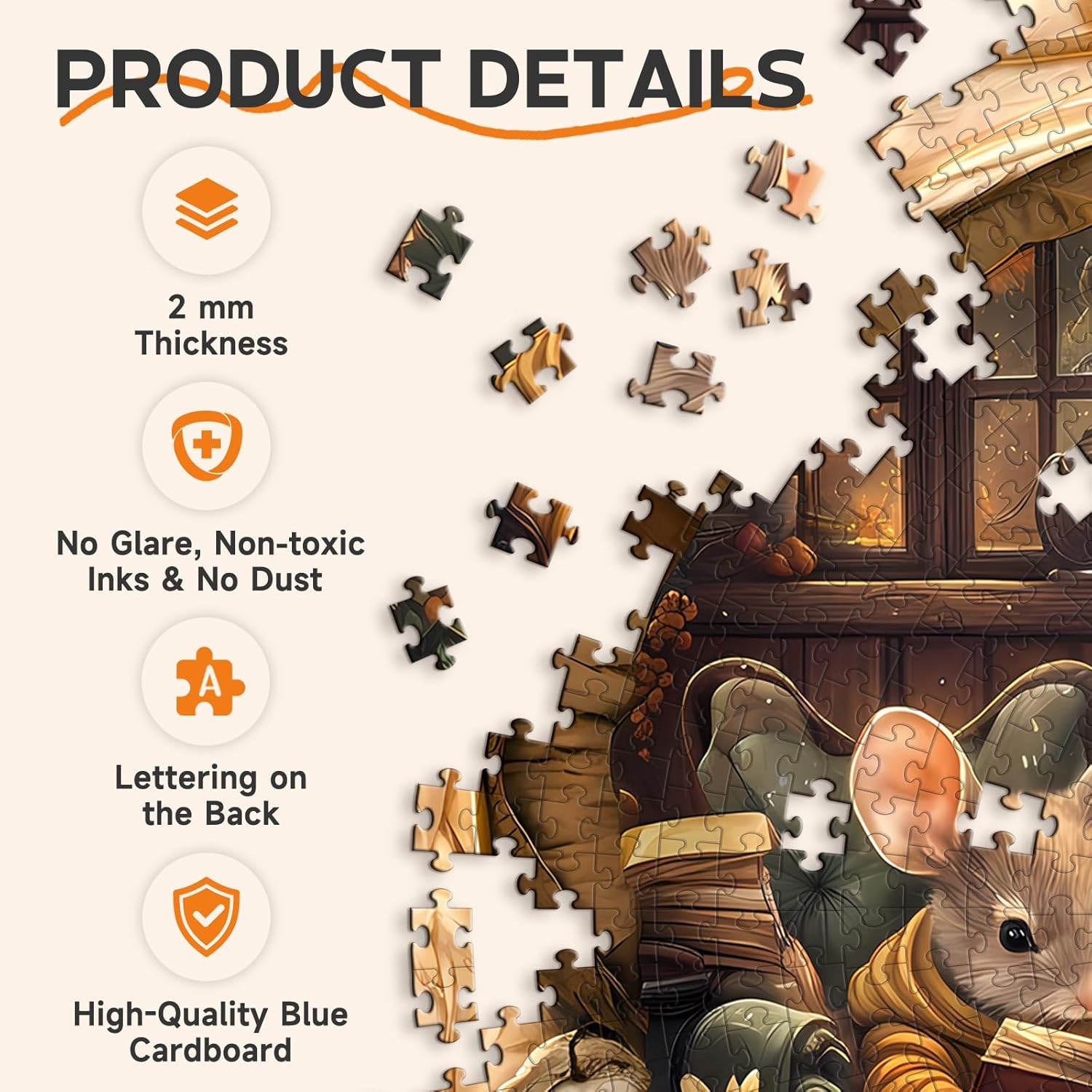 1000 Piece Puzzle for Adults, Nut House Mouse Jigsaw Puzzles for Adult, 26.6 x 26.6in 1000 Pieces Flat Puzzle, Christmas Birthday Party Home Decor Gifts for Family Friends