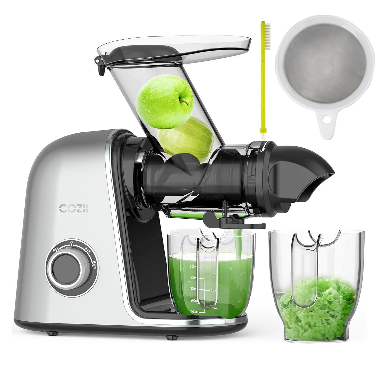 COZII Cold Press Juicer Extractor, Slow Masticating Juicer Soft/hard Mode, 3.6