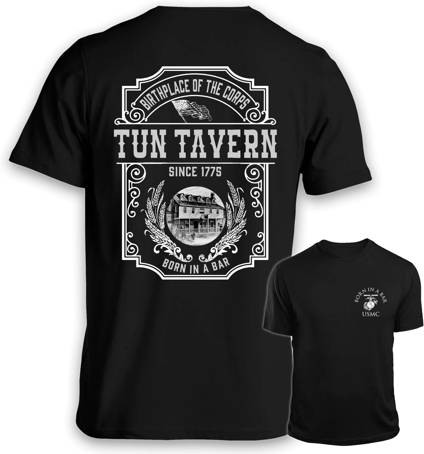 Military Gift Shop Tun Tavern USMC Shirt – Whiskey Label Marine Corps T Shirt