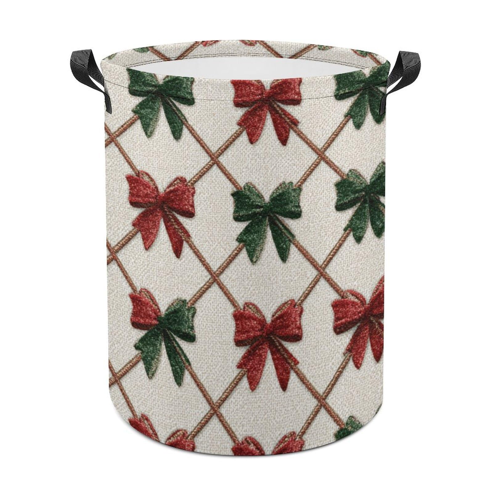 Red Green Velvet Bows Laundry Baskets Laundry Hamper Waterproof Foldable Storage Bin Dirty Clothes Laundry Basket for Living Room Bathroom