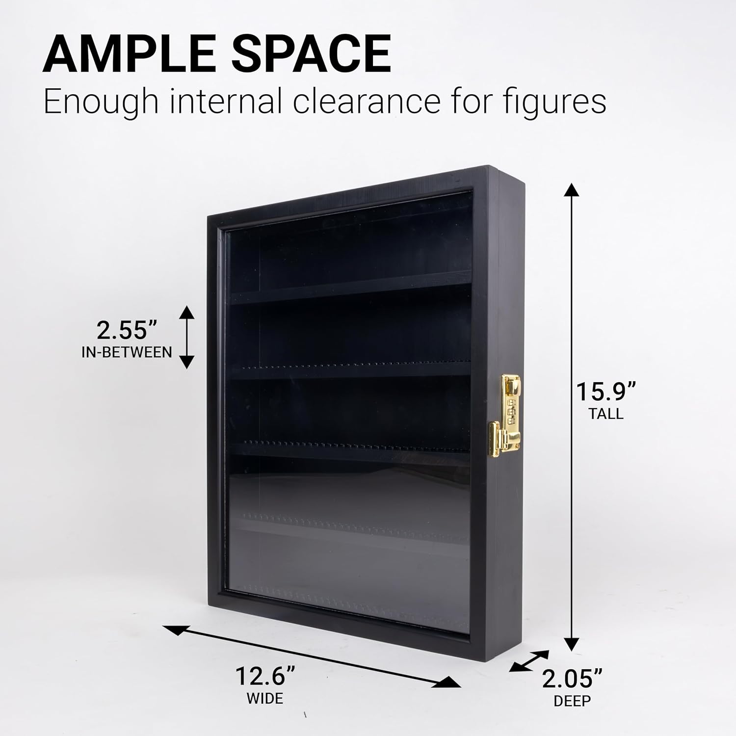 Minifigure Display Case, for Lego Toy Miniature Action for Lego Mini Figure Minifig Display Case Mini Figure Display Cabinet, Number Lock (Black)