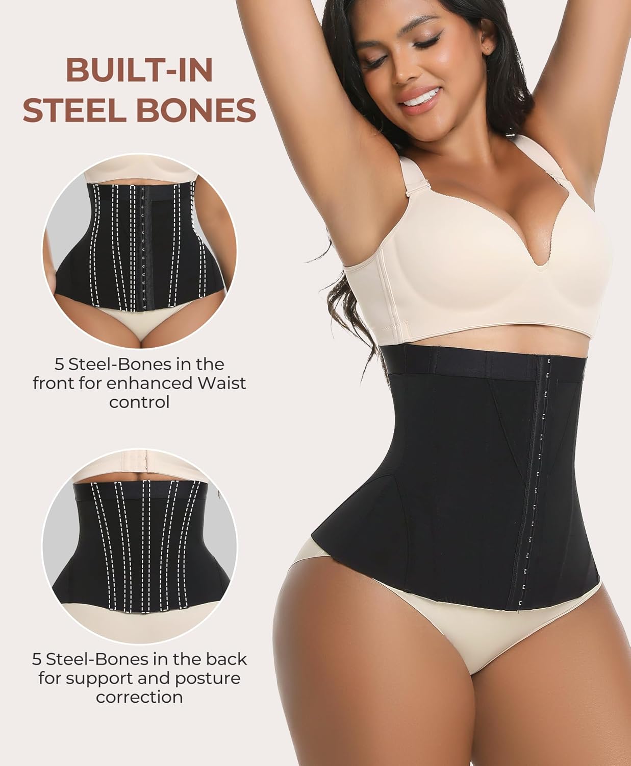 Waist Trainer for Women, Underbust Shapewear Corset, Waist Cincher with Tummy Control for Workout and Daily Wear