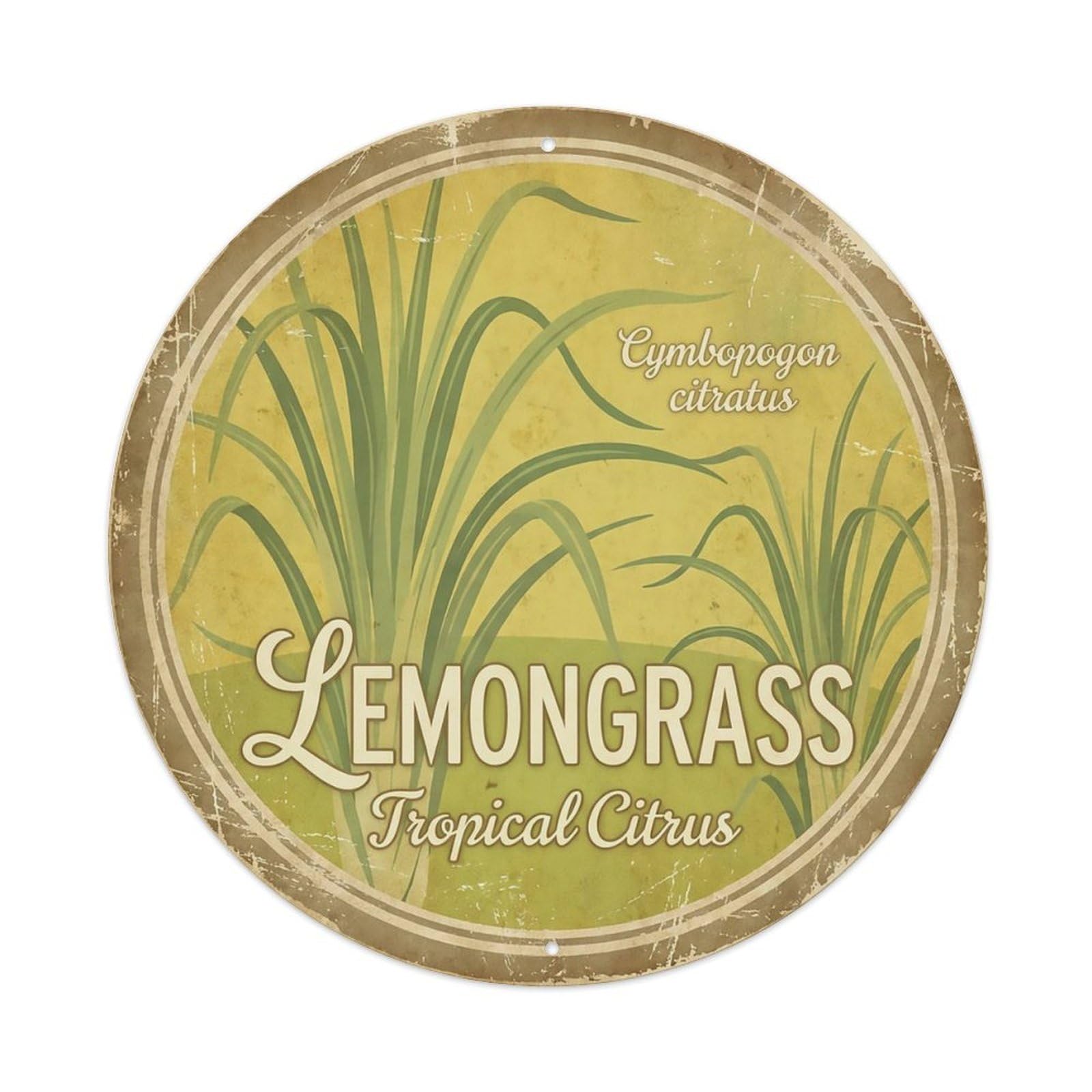 Cxhjca 8X8inch(20X20cm) Vintage Cottagecore Garden Lemongrass Tropical Citrus Metal Tin Sign