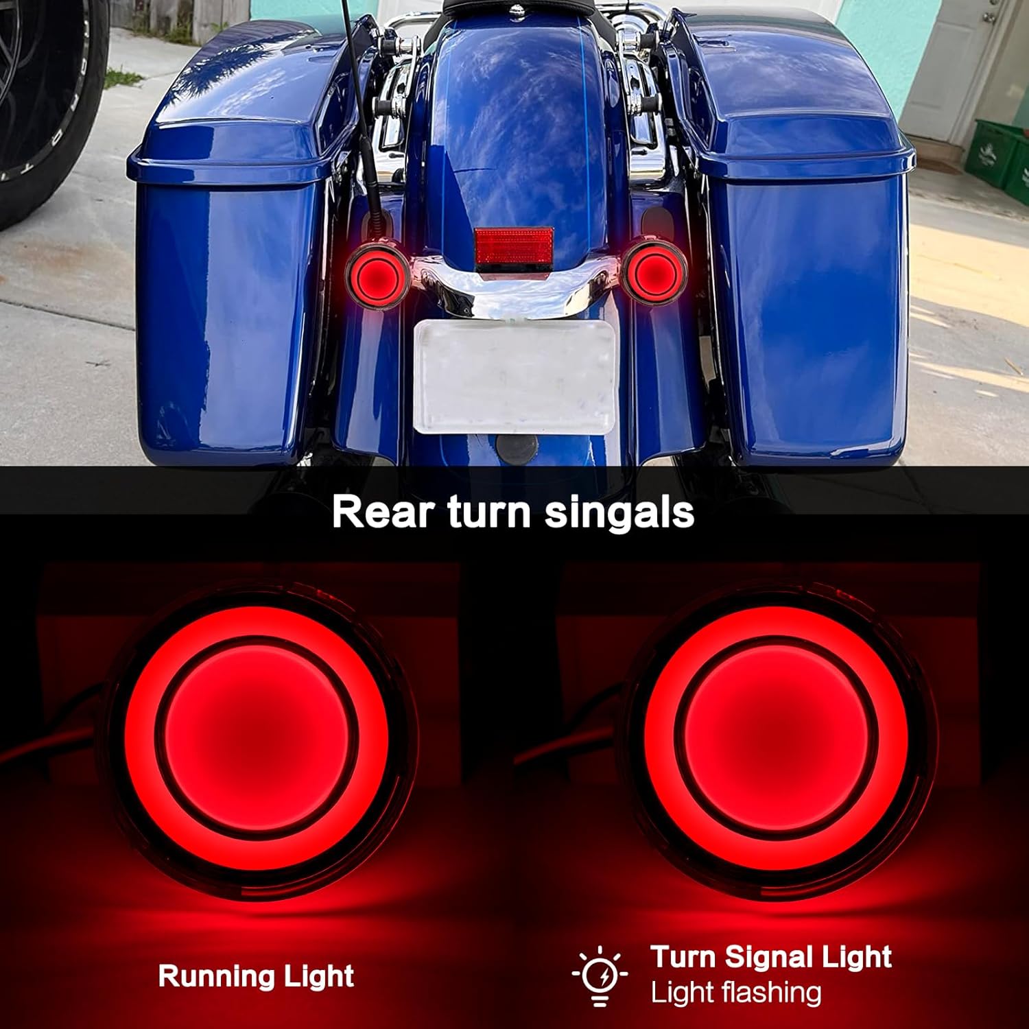 Motorcycle 1156 LED Turn Signal Light Front Rear 2 Inch Bullet Smoked Lens Compatible with Harley Softail Touring Dyna Fat Boy Sportster Road King Street Glide Electra Glide