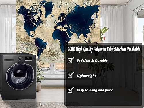 Miniatura 6 de YANR Tapiz vintage de mapa del mundo para colgar en la pared, póster de arte de pared de mapa del mundo, tapices de estilo nórdico antiguo, mapa