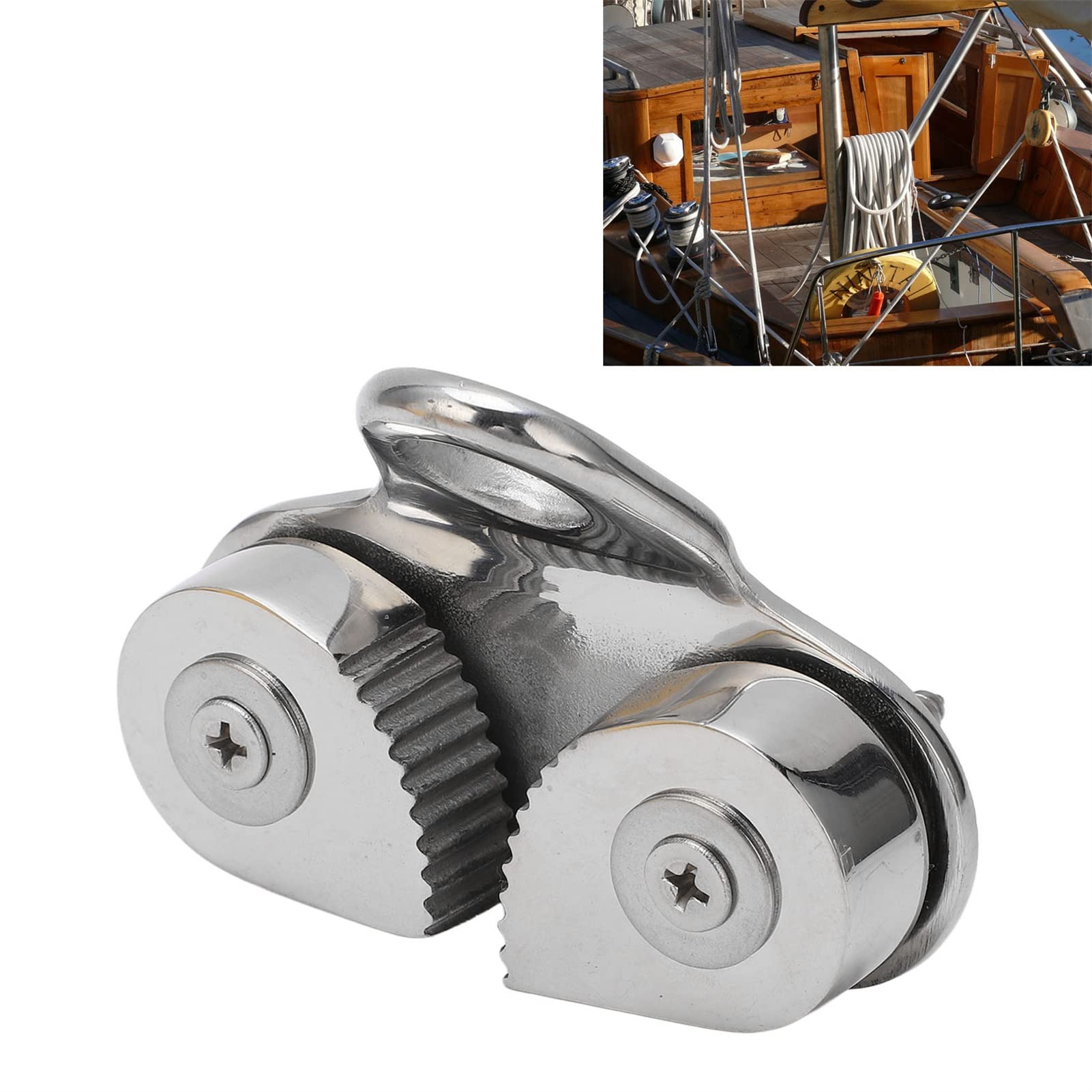 Fairlead Leading hoop Cam Cleat and Marine Grade Cleat, 316 Stainless Steel Cam Cleat for 3 15mm Boat Ropes, Dinghy Rope Cleat