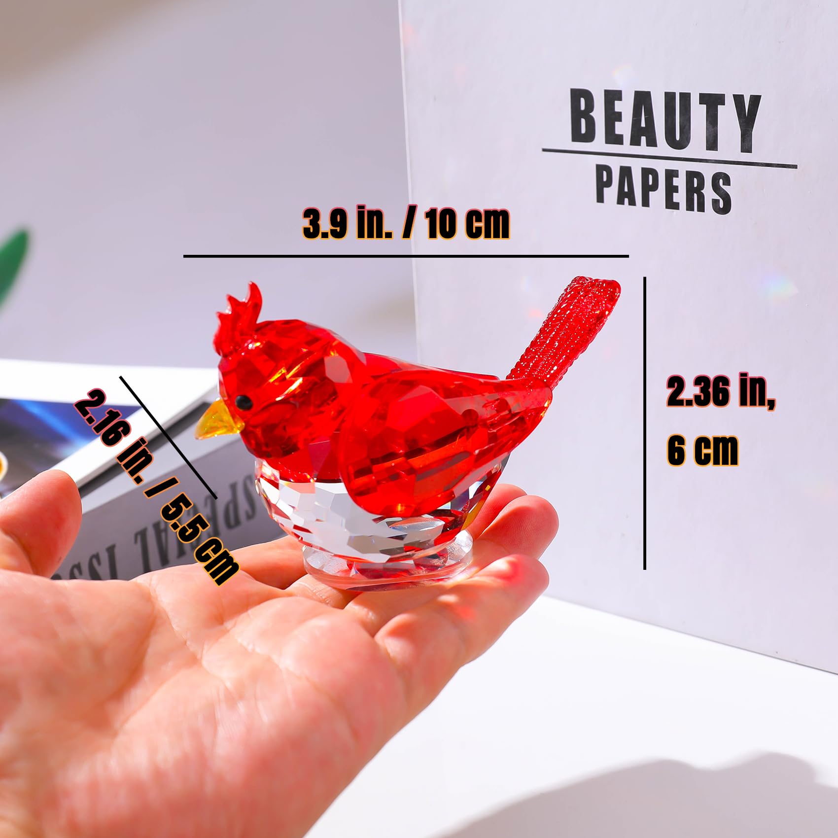 Crystal Red Bird Collectible Figurines Gifts for Women Men Glass Bird Ornaments Table Centerpiece Home Decoration Paperweight Gifts for Animal Lovers - Image 2