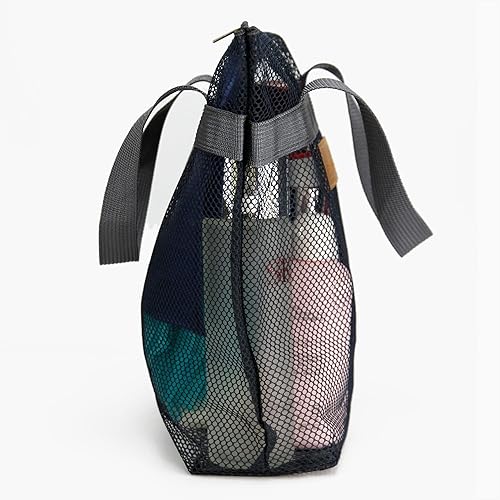 Miniatura 7 de Bolsa de ducha de malla portátil, organizador de baño y aseo colgante con cremallera para viajes, natación, gimnasio, campamento, dormitorios