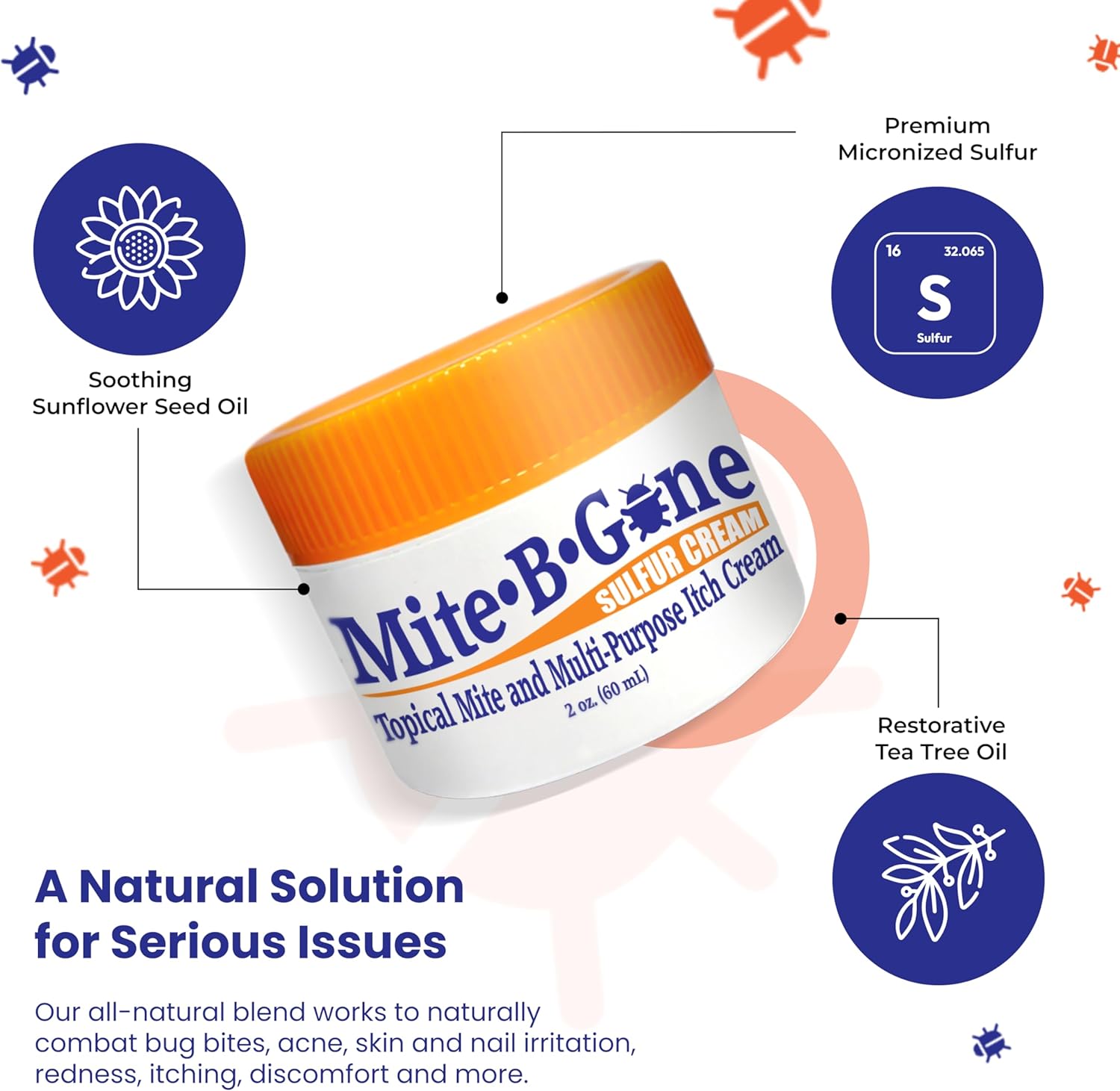 Human Mite Treatment Cream 2oz | Max-Strength 10x Sulfur Cream for Skin Mites, Bites, & Itching | Child & Adult Safe | Fast Relief for All Skin Types by Mite-Be-Gone - Image 5