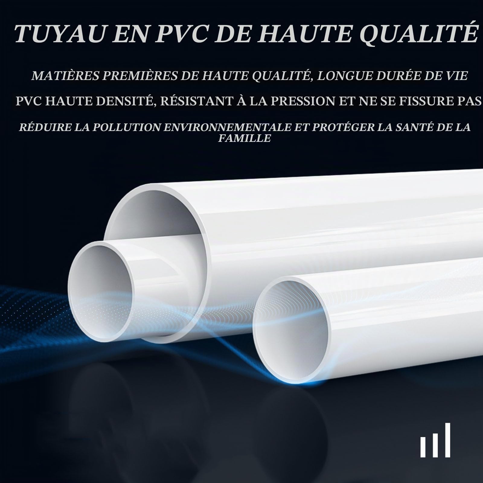 Tuyau en PVC 200 mm de diamètre extérieur x 3 mm d'épaisseur de paroi, plastique dur for drainage, rénovation et bricolage, 1 pièce, 0,5 m