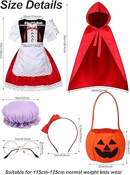 Amazon.com: Liitrsh 7 Pcs Red Riding Hood Costume for Girls Red