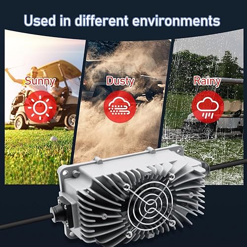 Miniatura 7 de Abakoo Cargador de batería de 48 voltios y 5 amperios para carrito de golf Club Car con enchufe redondo de 3 pines, impermeable IP67