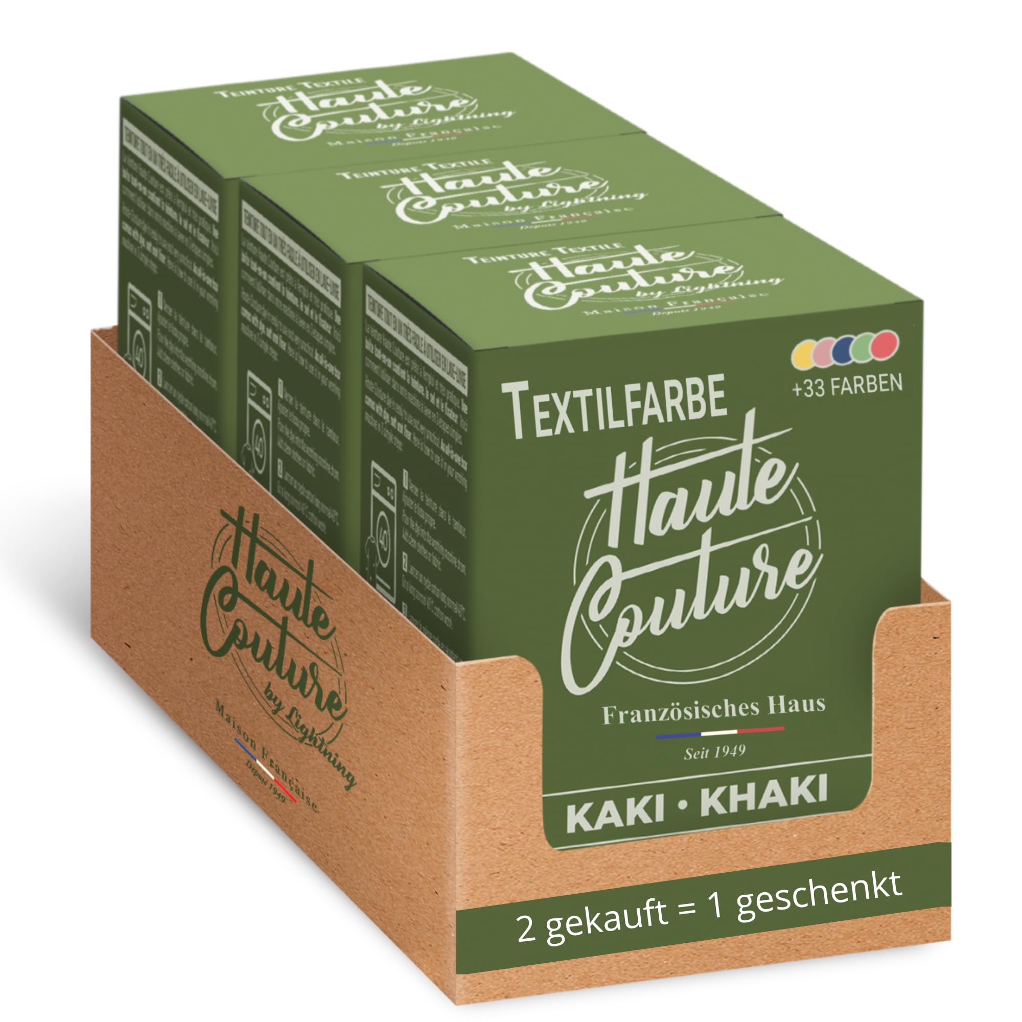Haute Couture - Textilfarbe All-in-One - Khaki - 3x350g