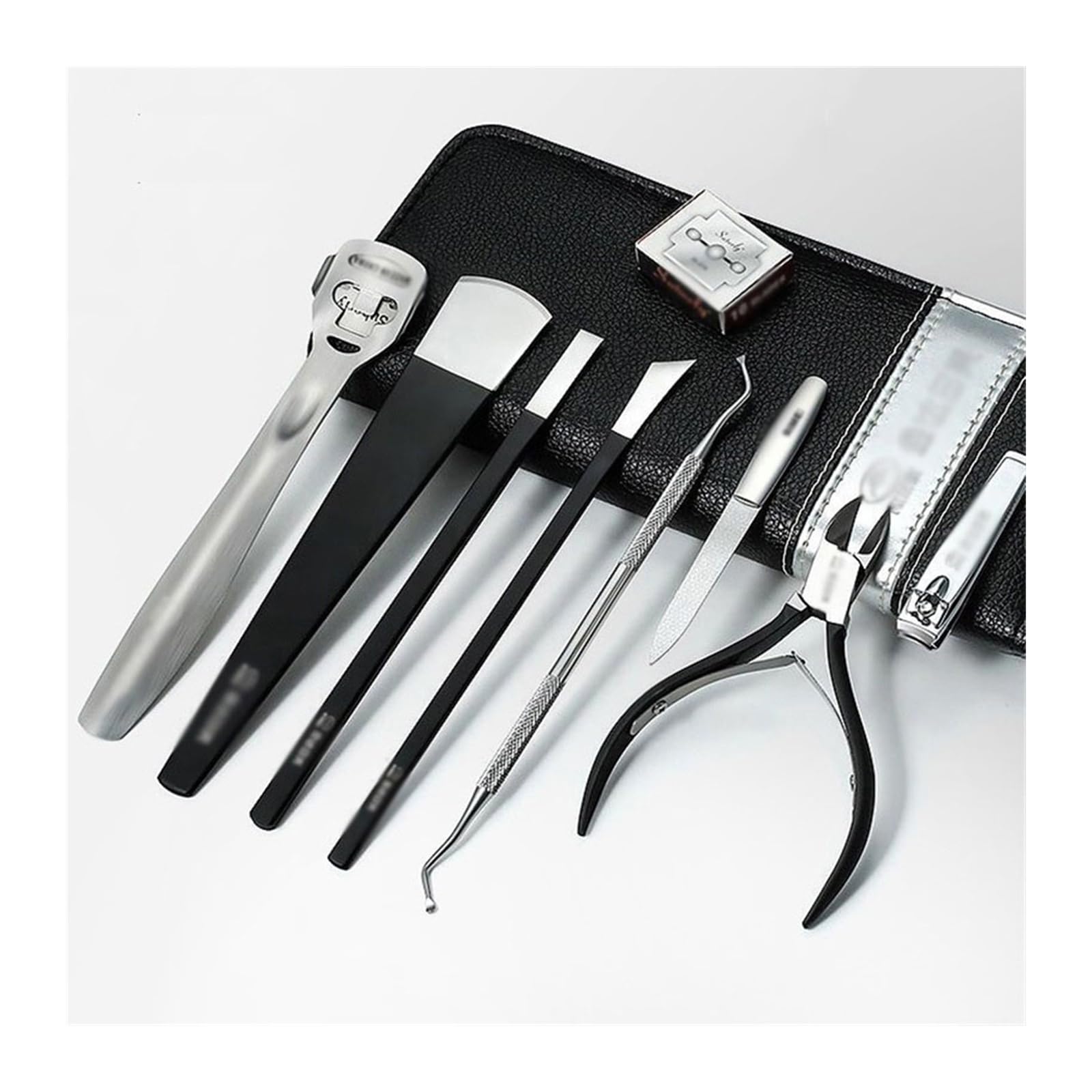 Juego de cortaúñas para pedicura, cortaúñas Profesionales, Juego de 8 Herramientas para el Cuidado de Las uñas de los Dedos de Las Manos y los pies con Estuche de Cuero portátil