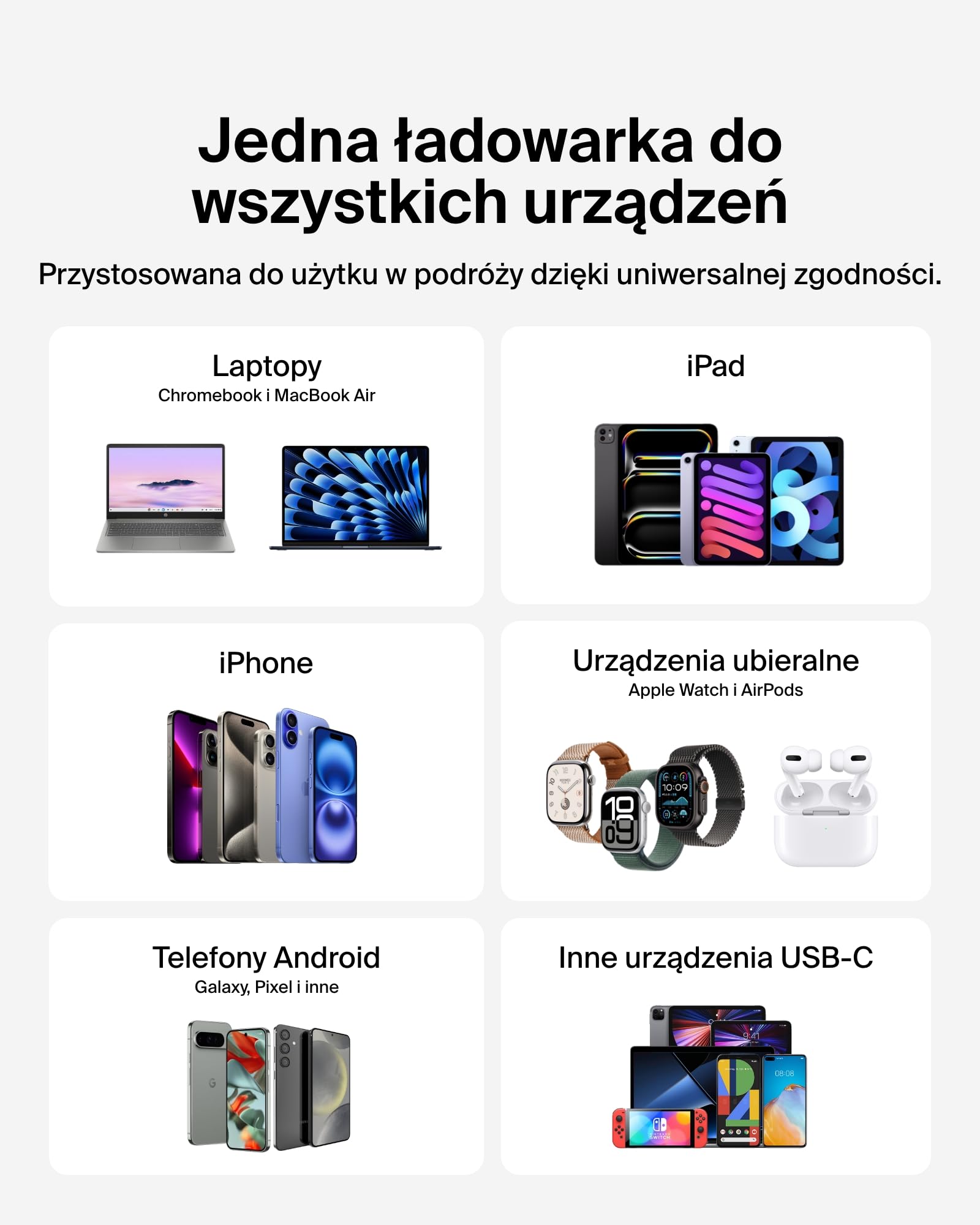 Belkin kompaktowa ładowarka sieciowa 45 W, szybkie ładowanie USB-C Power Delivery dla urządzeń Apple iPhone 16, 16 Plus, 16 Pro, 16 Pro Max, 15, Samsung Galaxy S25, iPad, AirPods i innych – czarna
