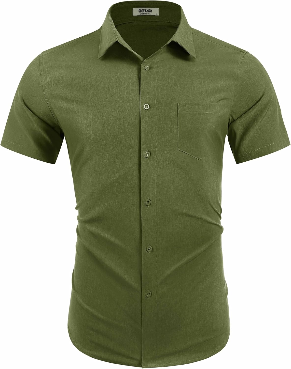 COOFANDY Mens Short Sleeve Casual Button Down Shirts Spring Summer Untucked Dress Wedding Shirts with Pocket Army Olive Green Small - Image 5