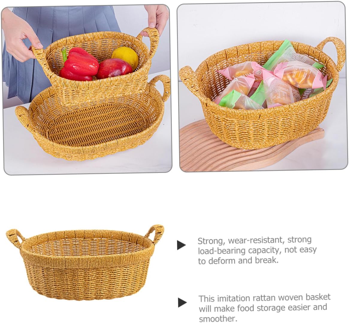 Bread Baskets for Kitchen Handwoven Basket Fruit Plate for Dried Fruit