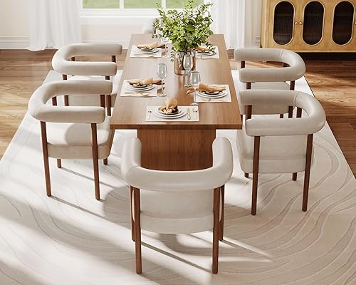 Miniatura 55 de Juego de 2 sillas de comedor de barril modernas de mediados de siglo, sillas tapizadas de cocina y comedor con brazos, sillas decorativas de piel