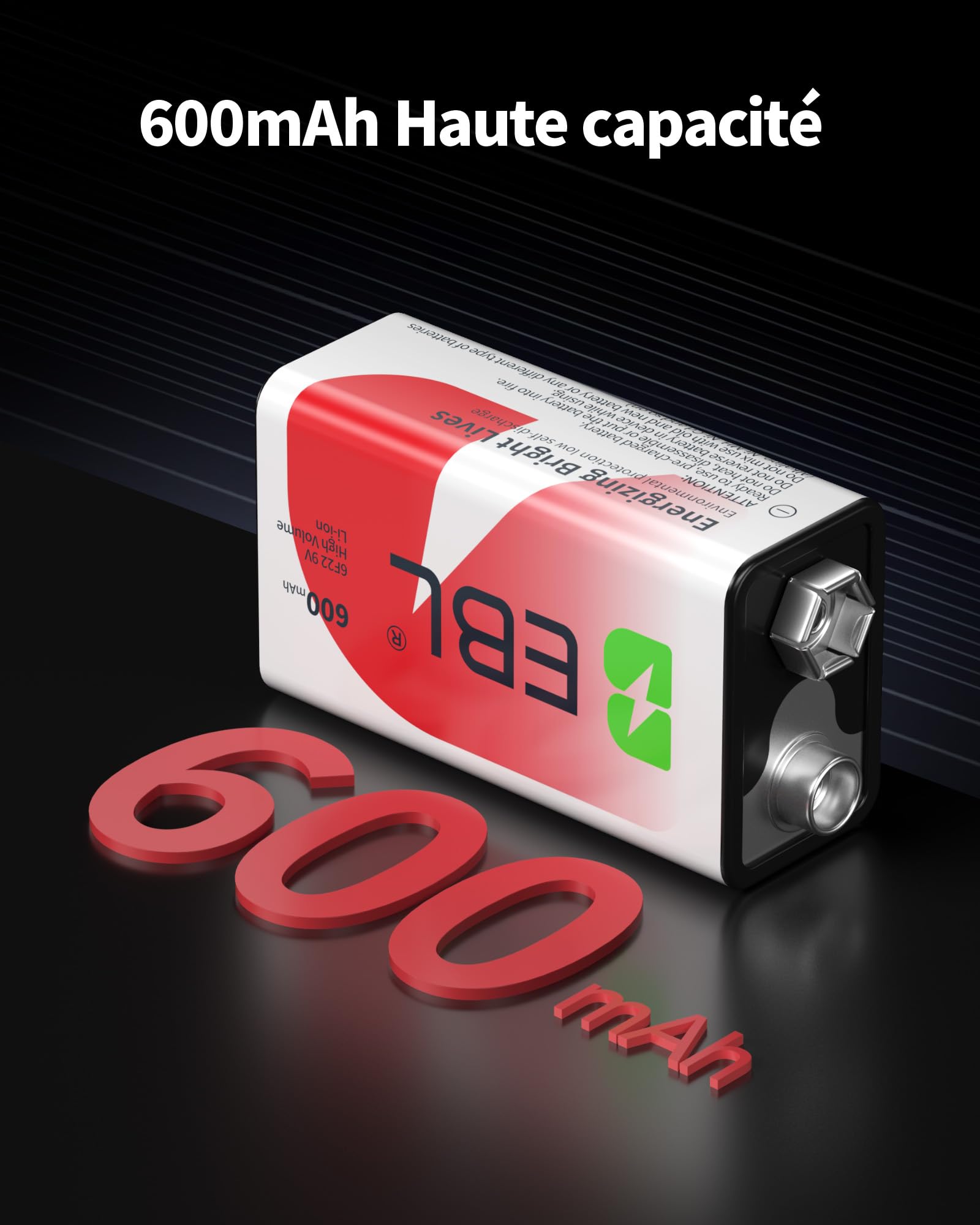 EBL Chargeur de Piles 9V Rechargeables (LCD Chargeur + 4 x 9V Piles)